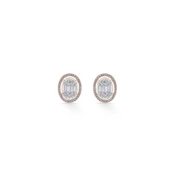 Signature Large Oval Pave Solitaire Earrings - Zen Diamond India