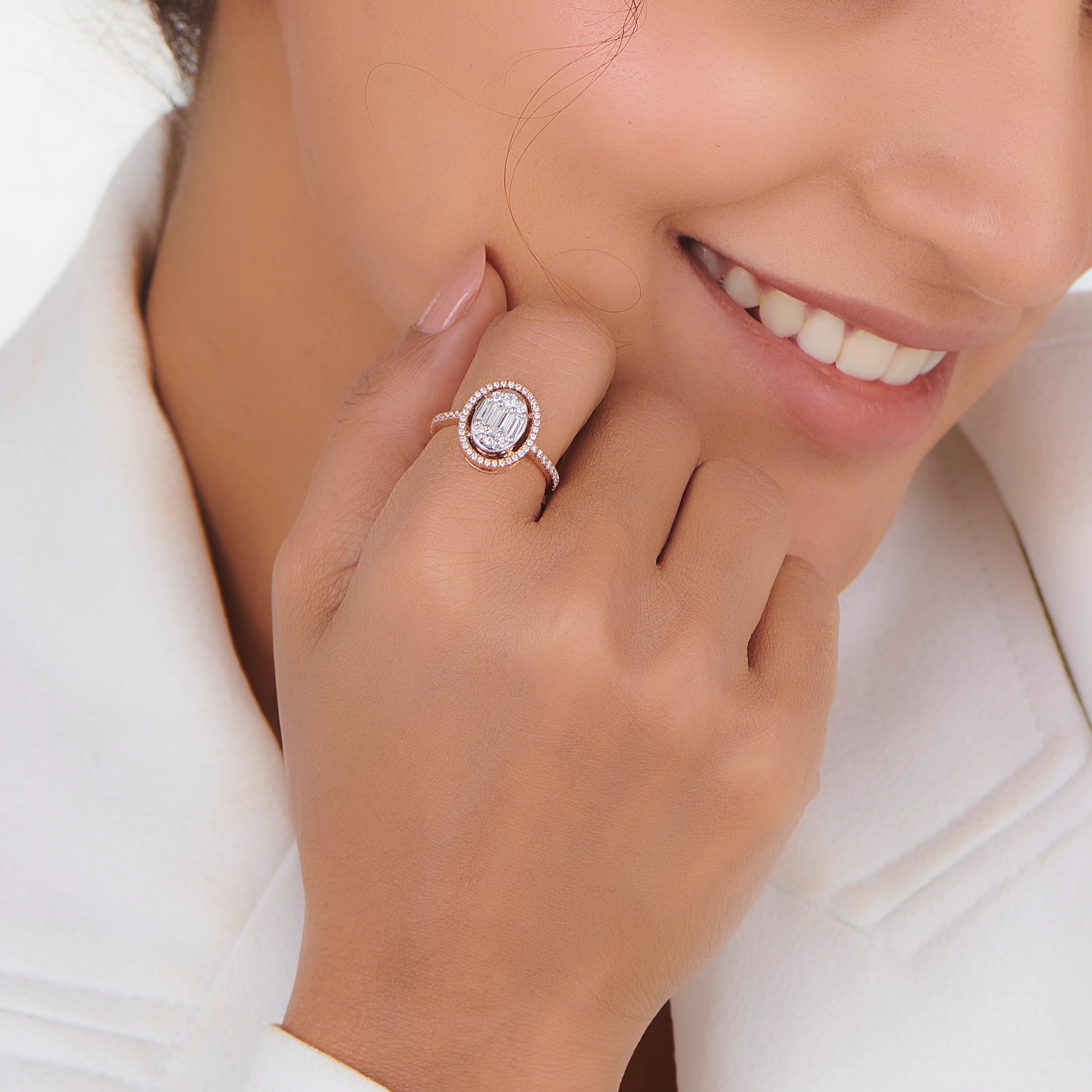 Signature Large Oval Pave Solitaire Ring - Zen Diamond India