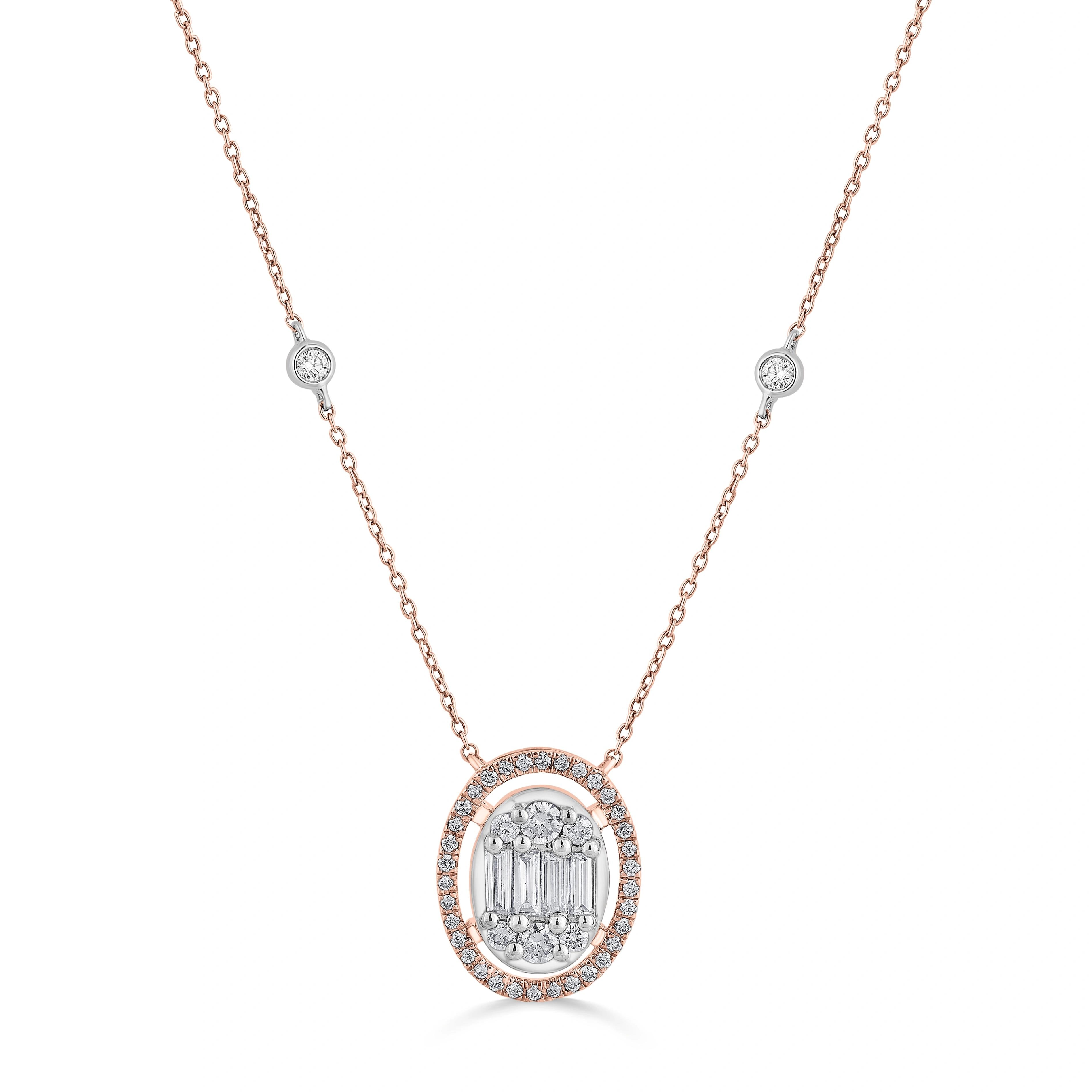Signature Large Oval Pave Solitaire Pendant - Zen Diamond India