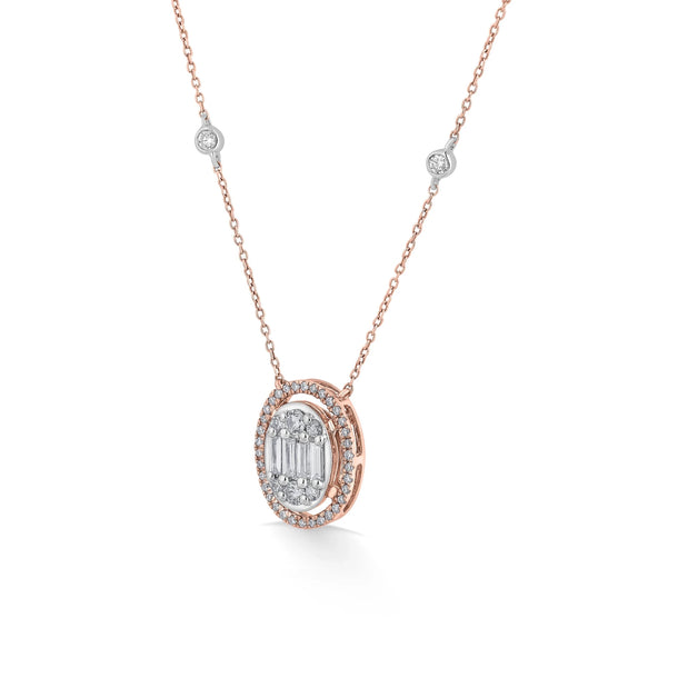 Signature Large Oval Pave Solitaire Pendant - Zen Diamond India