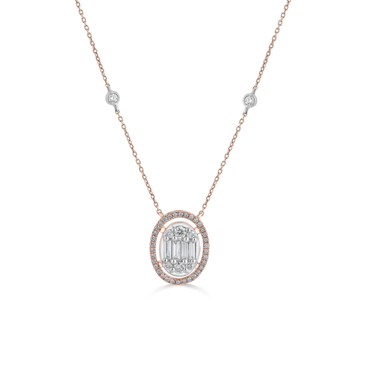 Signature Large Oval Pave Solitaire Pendant - Zen Diamond India
