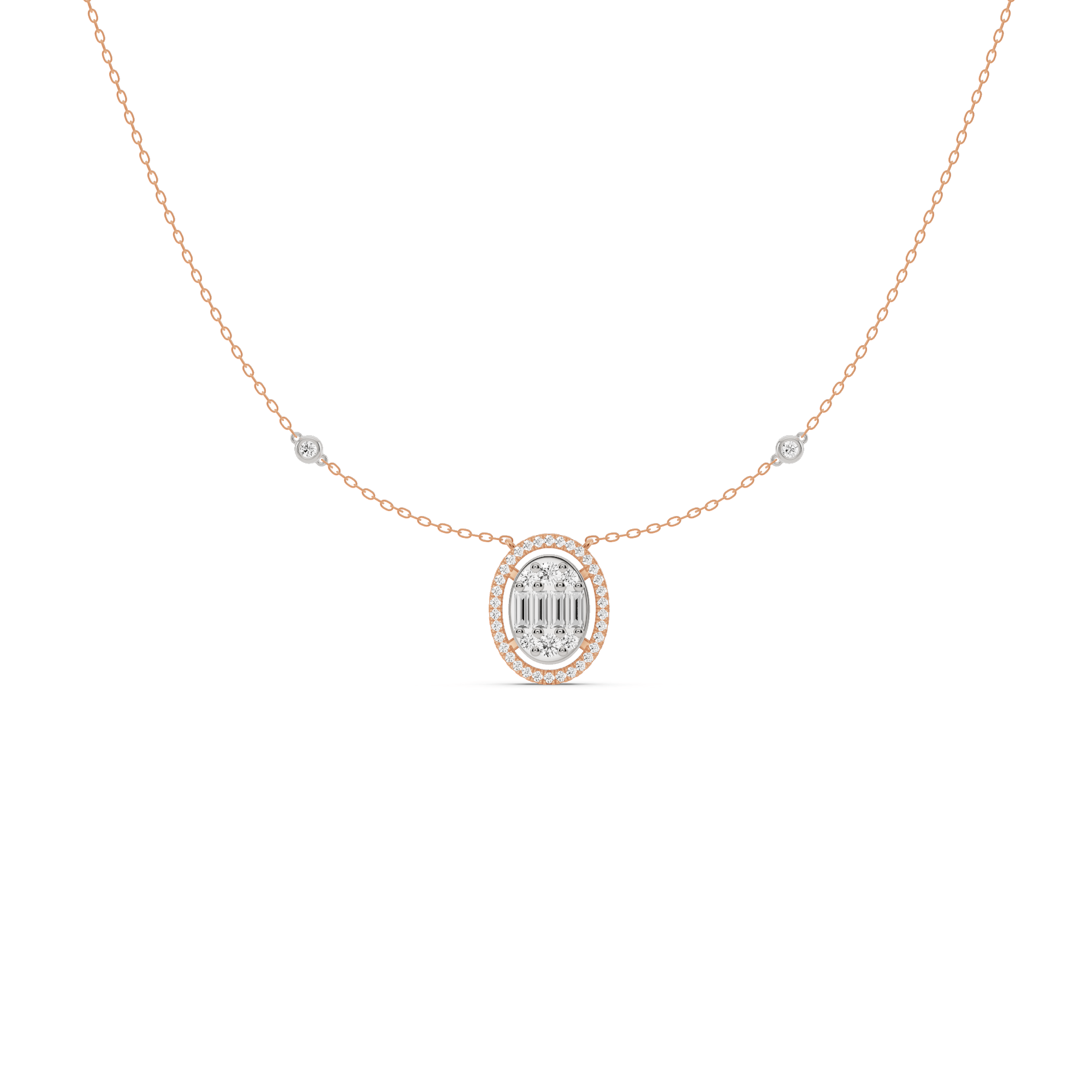 Signature Large Oval Pave Solitaire Pendant - Zen Diamond India
