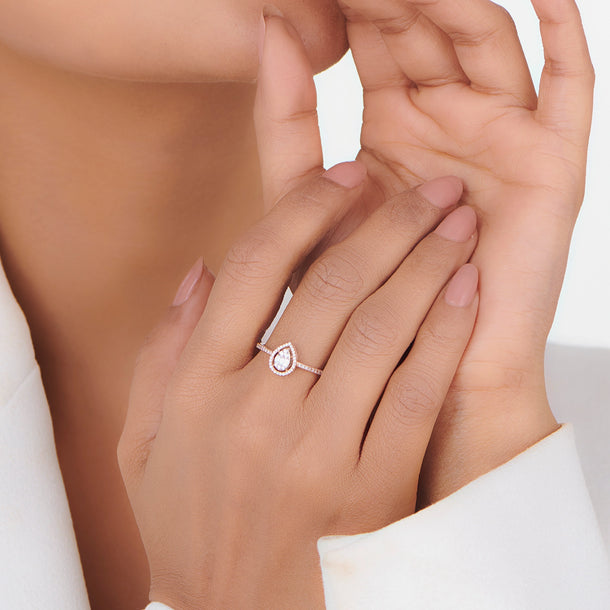 Signature Extra Small Drop Pave Solitaire Ring