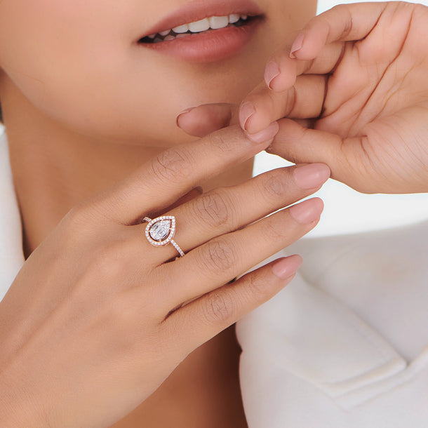 Signature Large Drop Pave Solitaire Ring