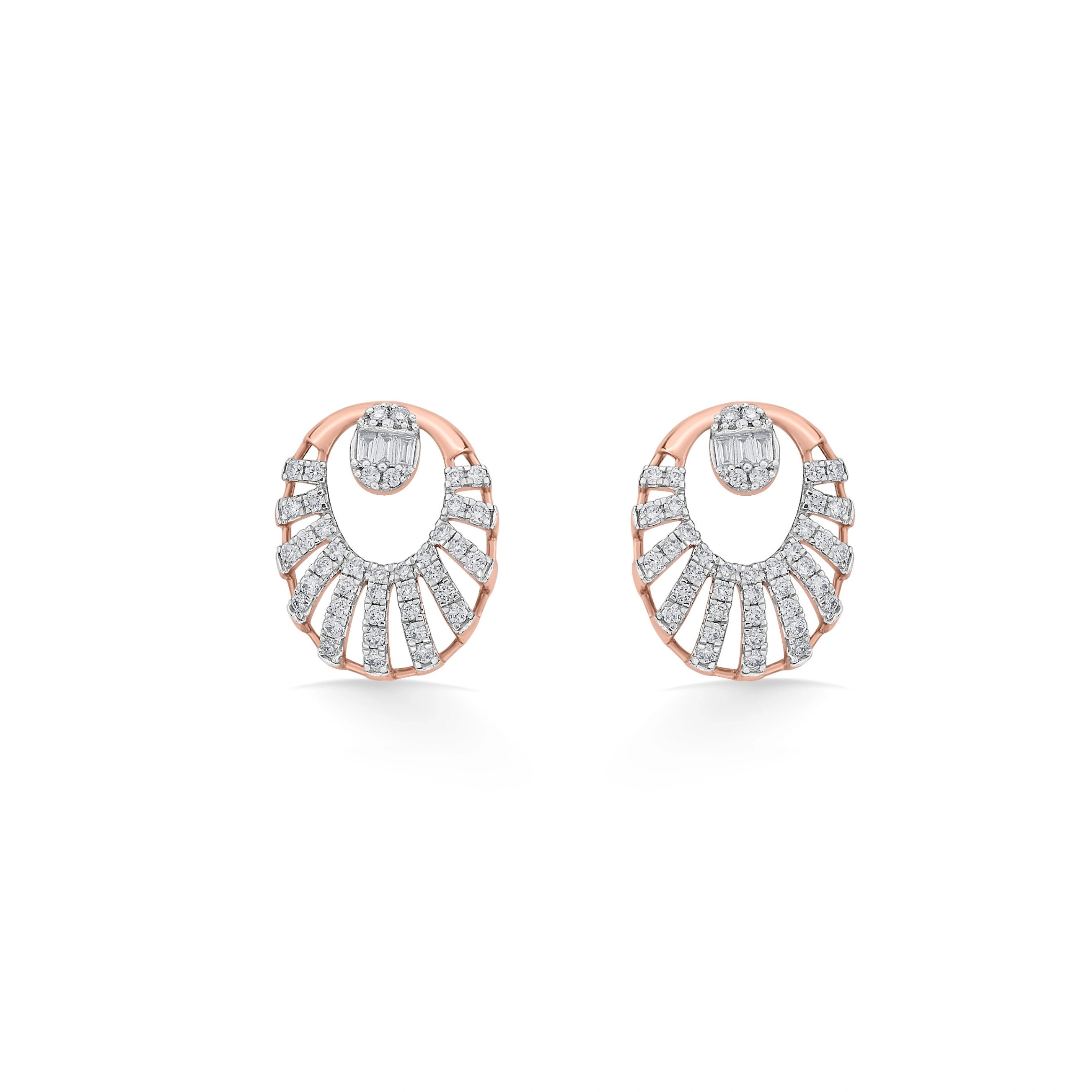 Classic Art Deco Oval Studs - Zen Diamond India