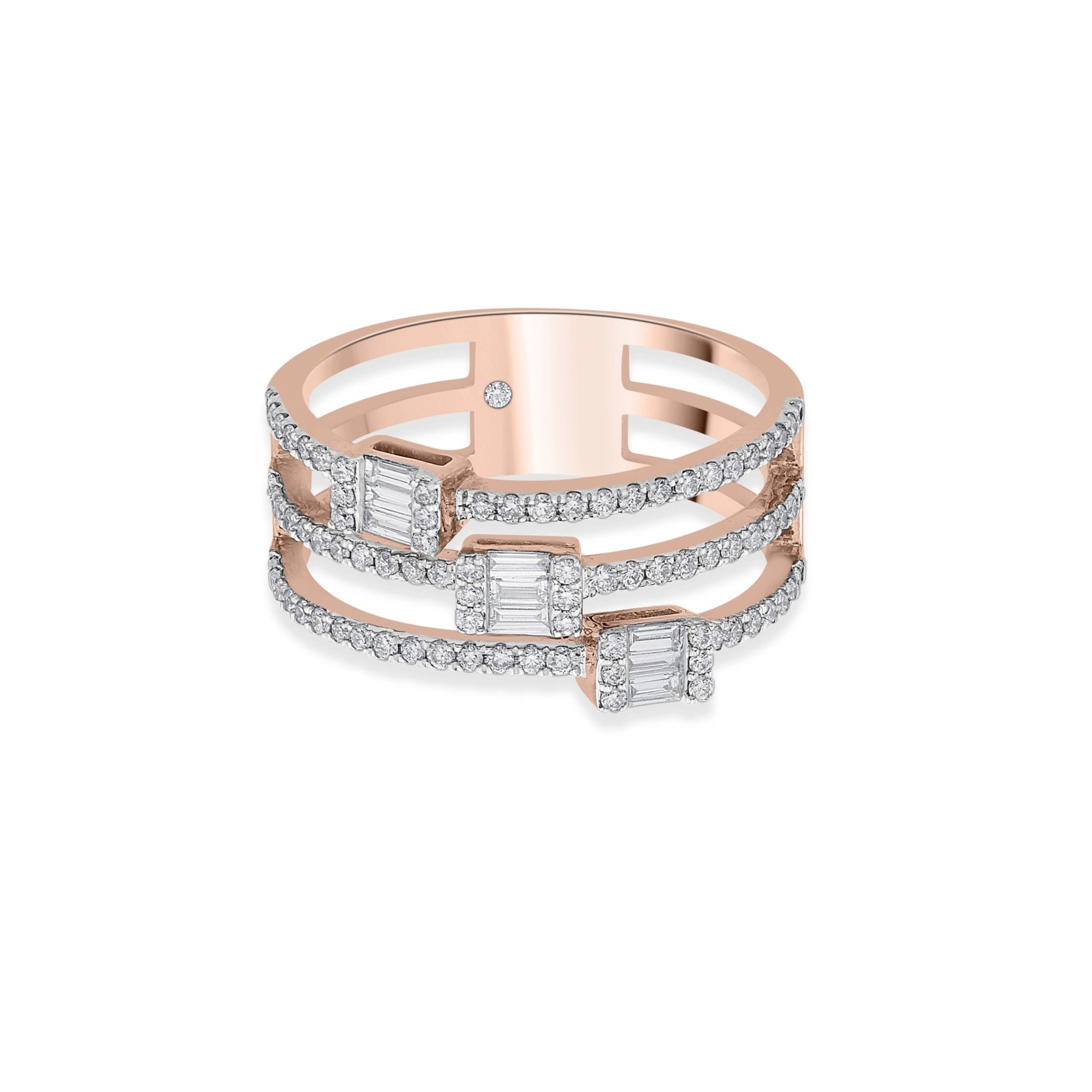 Enchante Triad Baguette Luxe Ring - Zen Diamond India