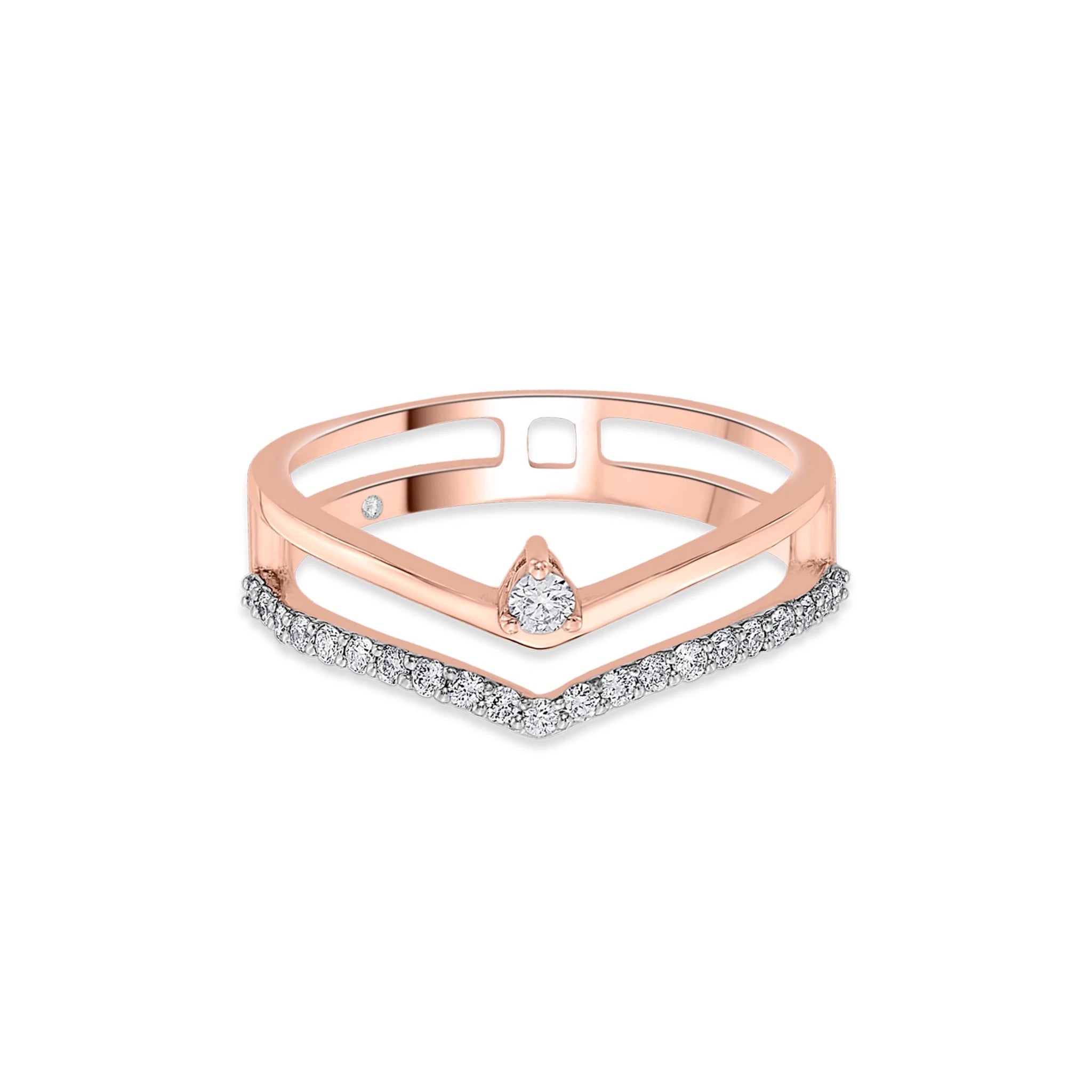 Sassy Rose Diamond Chevron Ring - Zen Diamond India