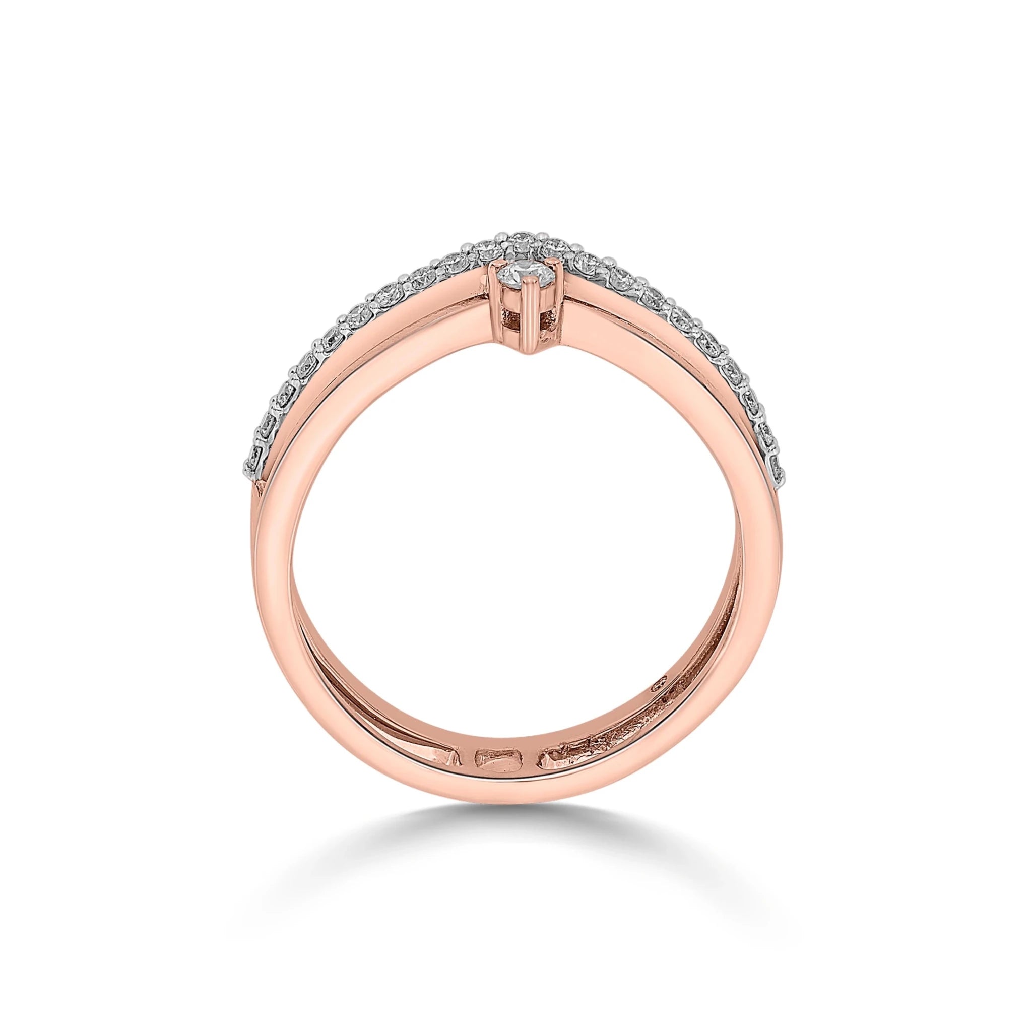 Sassy Rose Diamond Chevron Ring - Zen Diamond India