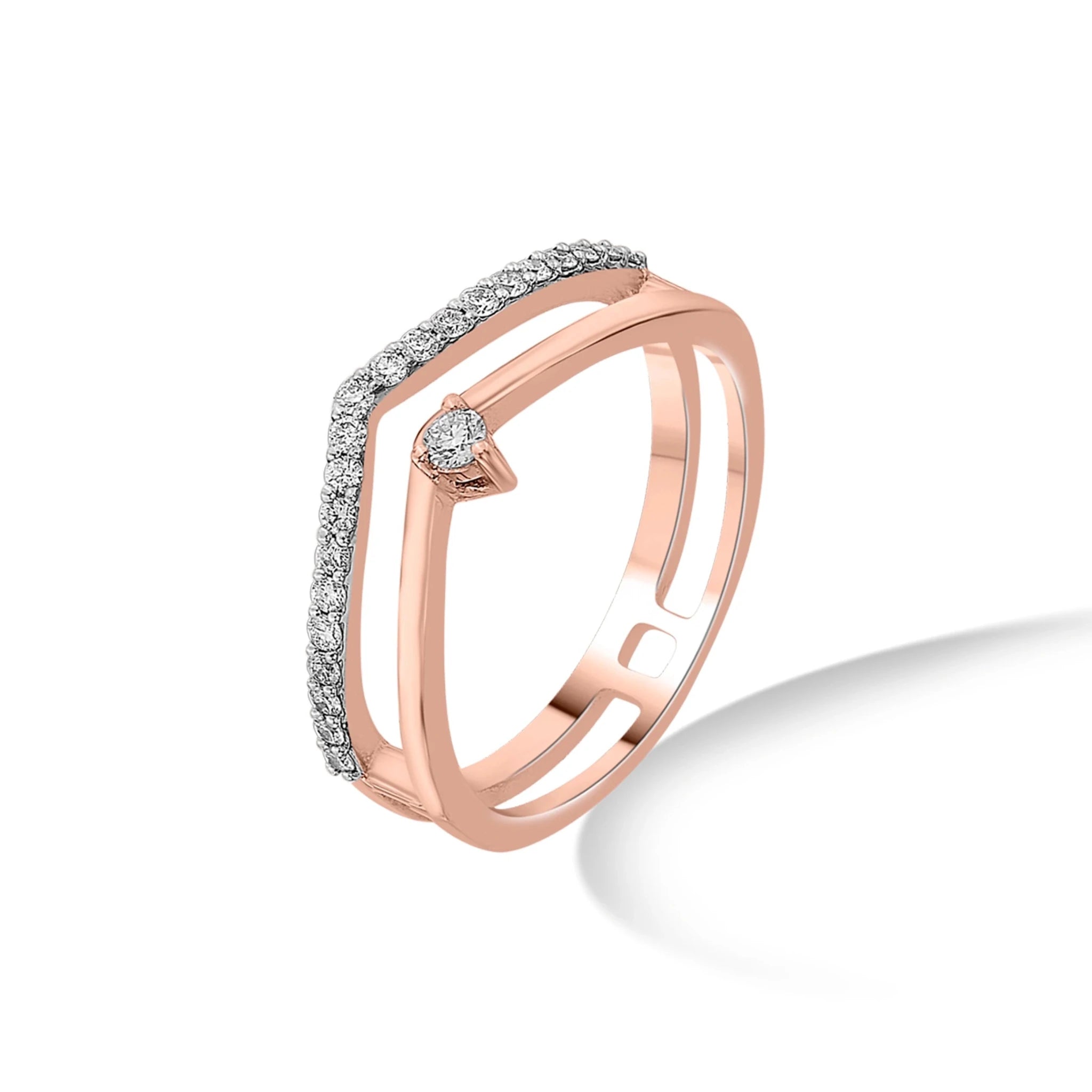 Sassy Rose Diamond Chevron Ring - Zen Diamond India