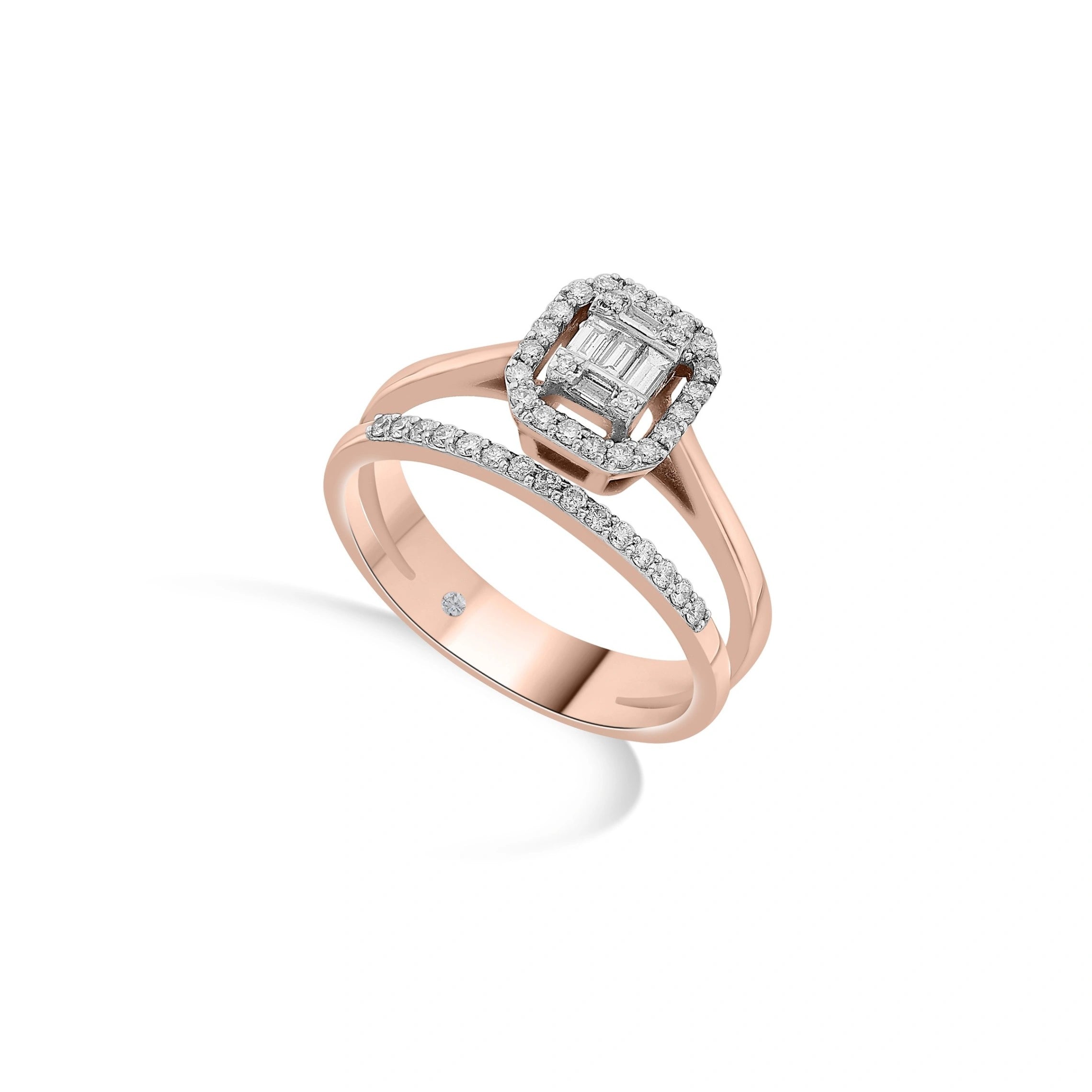Enchante Baguette Halo Royale Ring - Zen Diamond India
