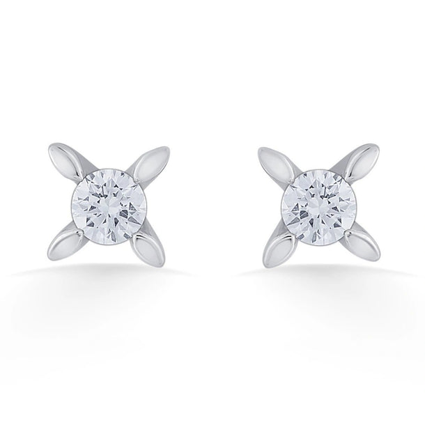Solitaire Petal Glow Studs - Zen Diamond India