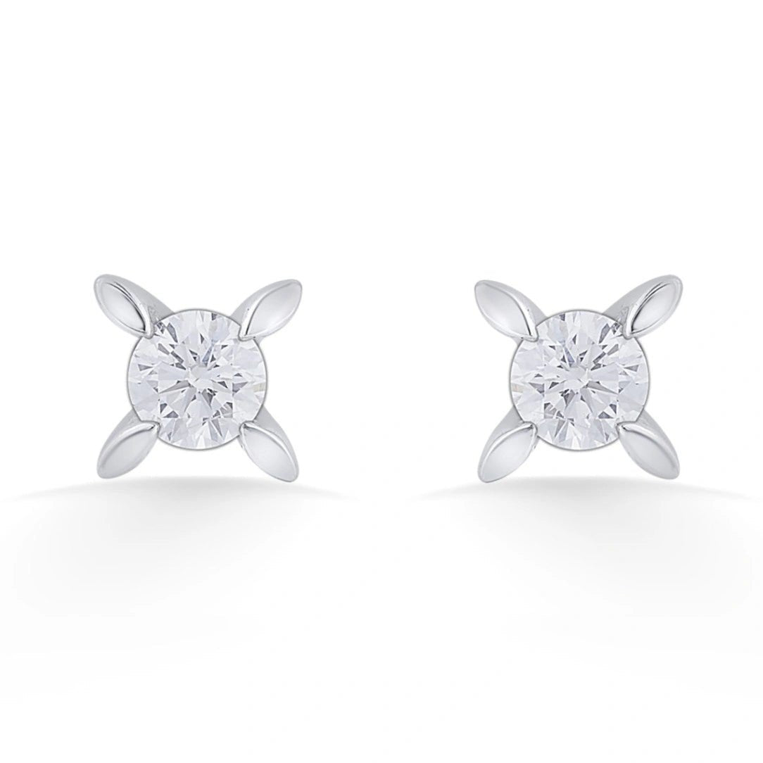 Solitaire Sparkling Petal Studs - Zen Diamond India