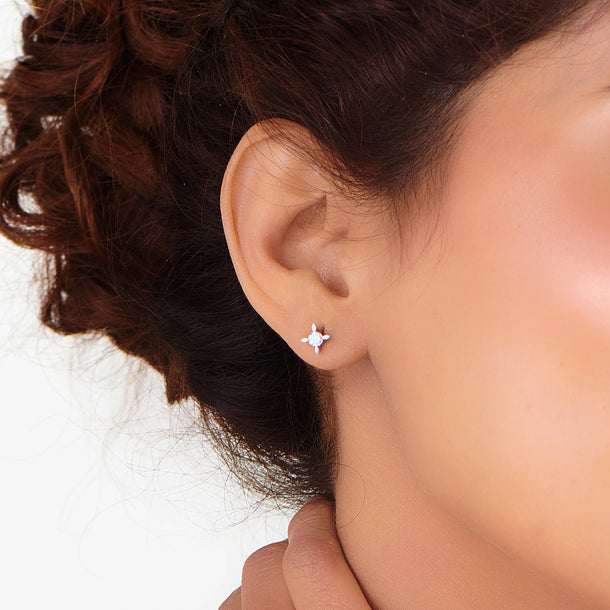 Solitaire Floral Spark Studs - Zen Diamond India