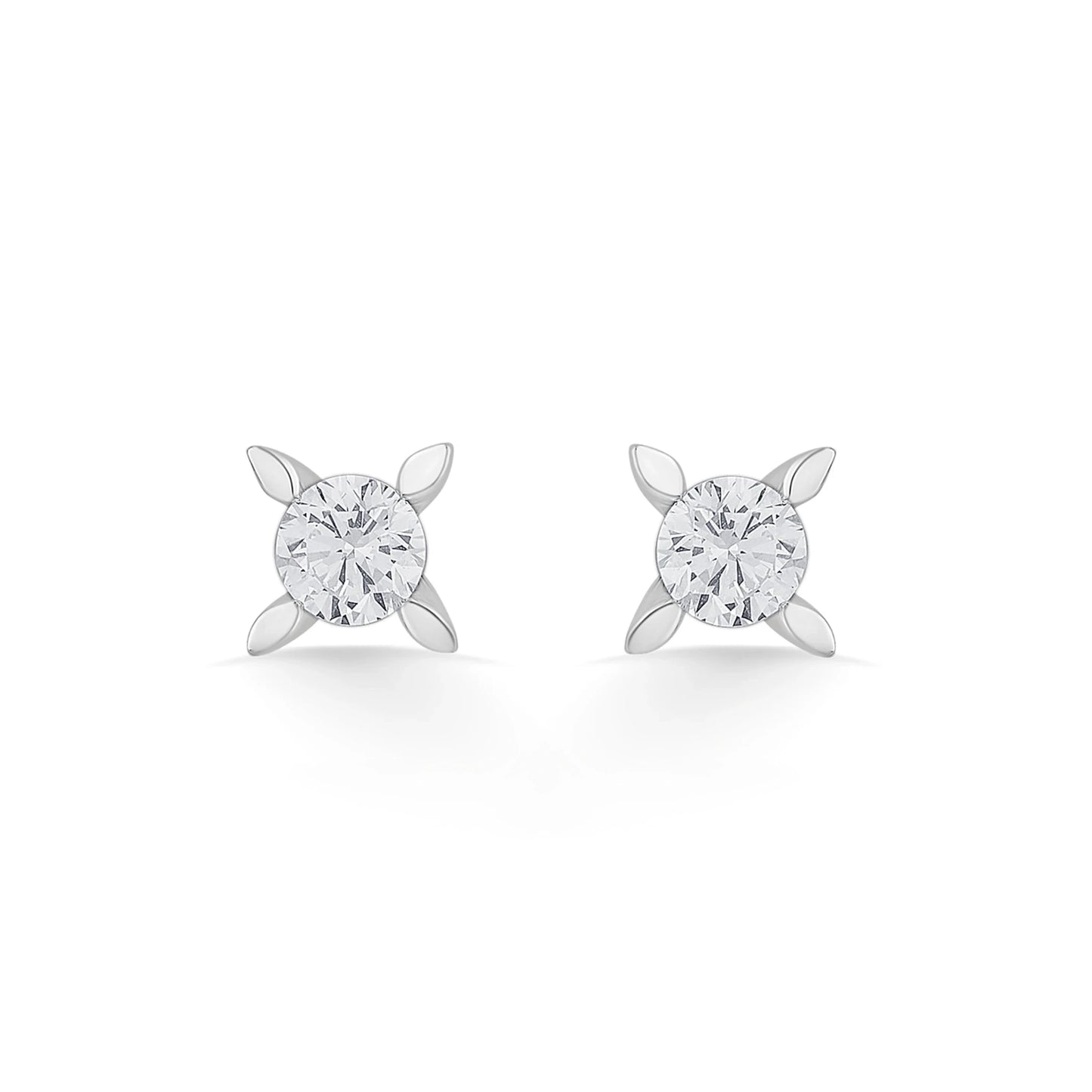 Solitaire SparklePetal Radiance Studs - Zen Diamond India
