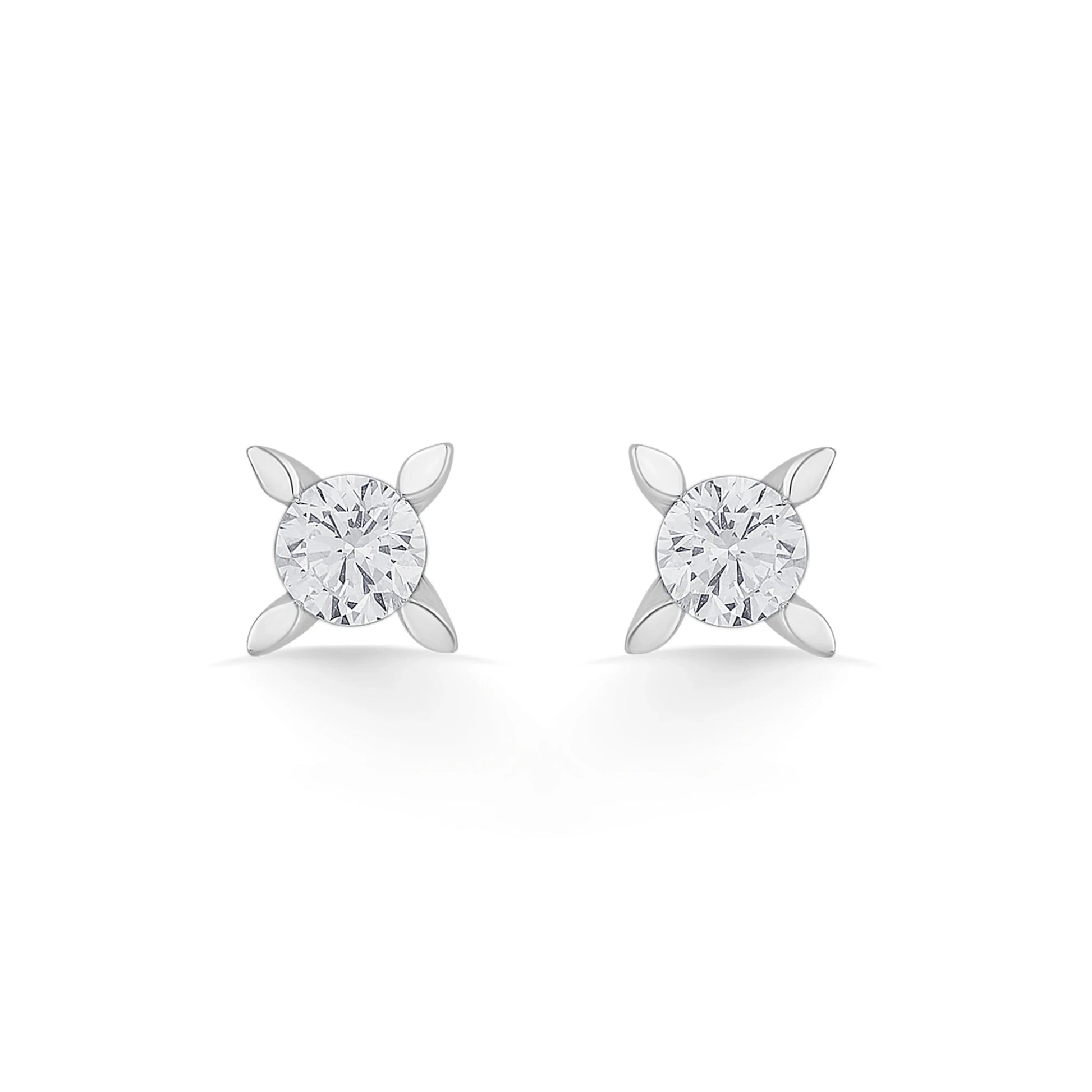 Solitaire SparklePetal Radiance Studs - Zen Diamond India