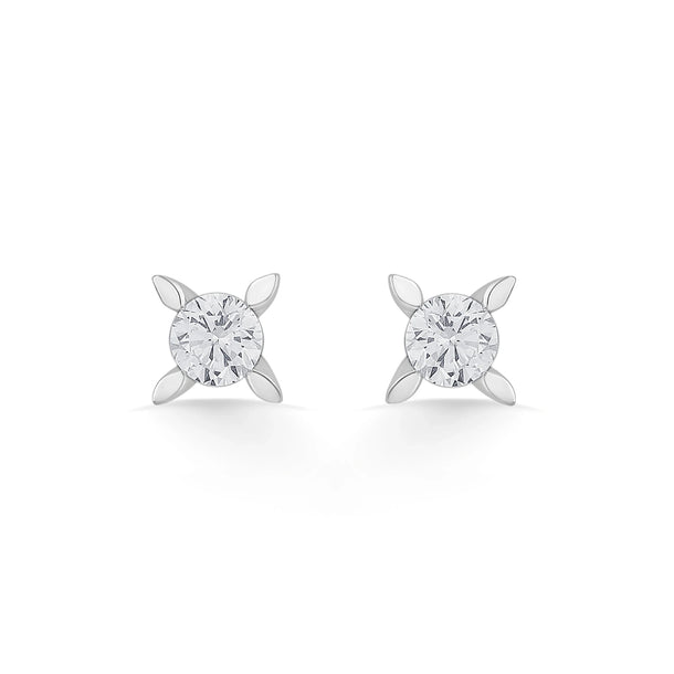 Solitaire SparklePetal Radiance Studs - Zen Diamond India