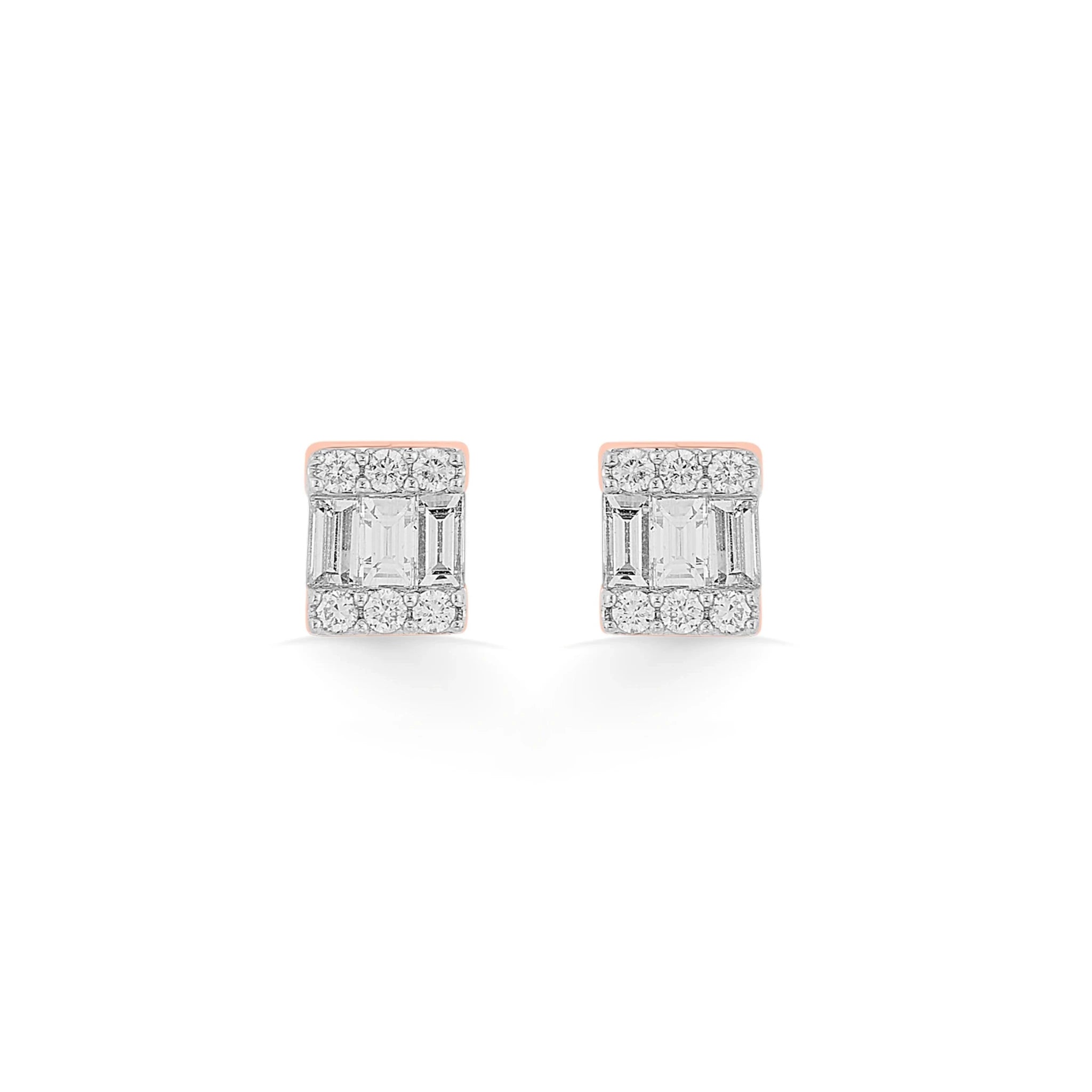 Deck Up Stacked Fire Studs - Zen Diamond India