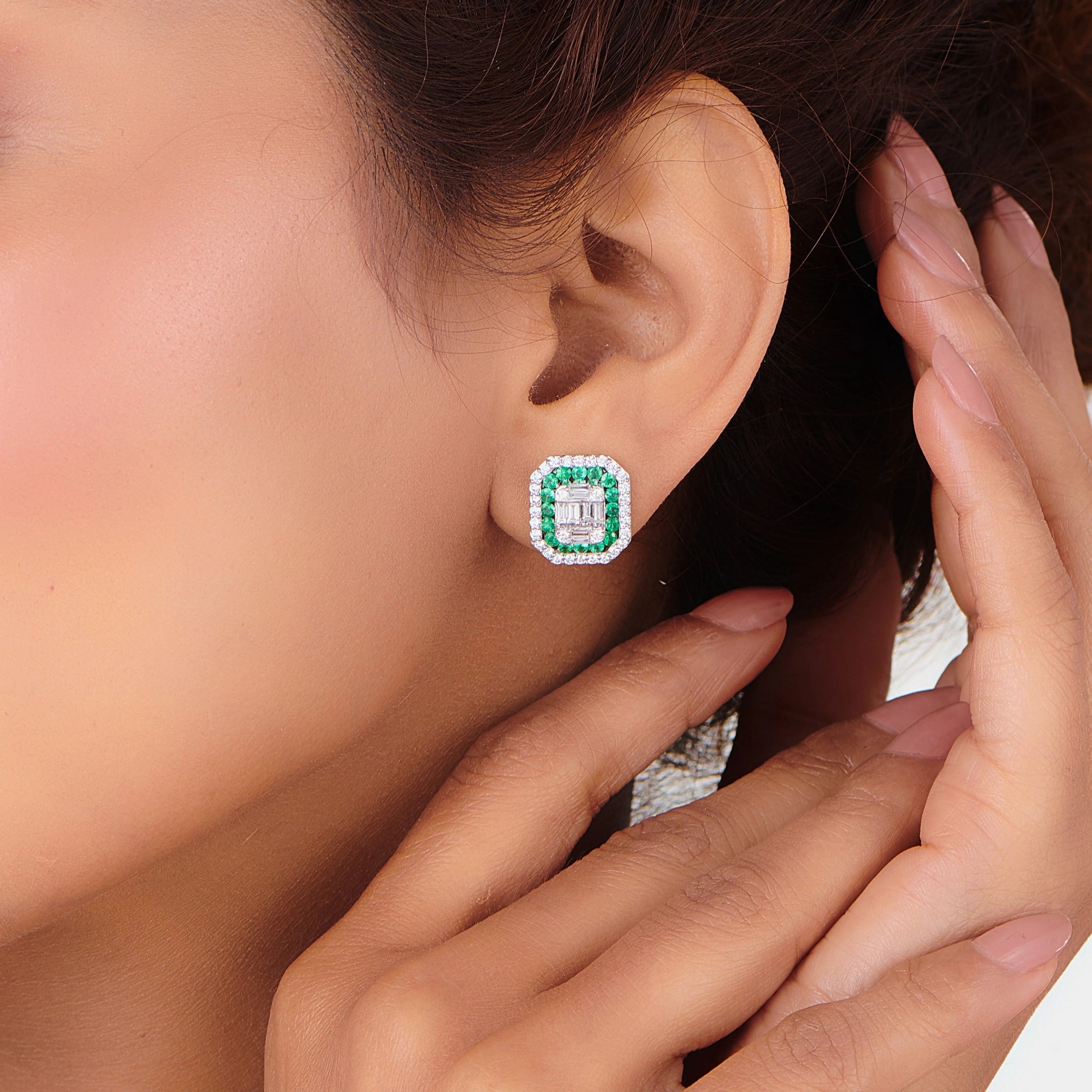 Toren Emerald Bloom Studs - Zen Diamond India