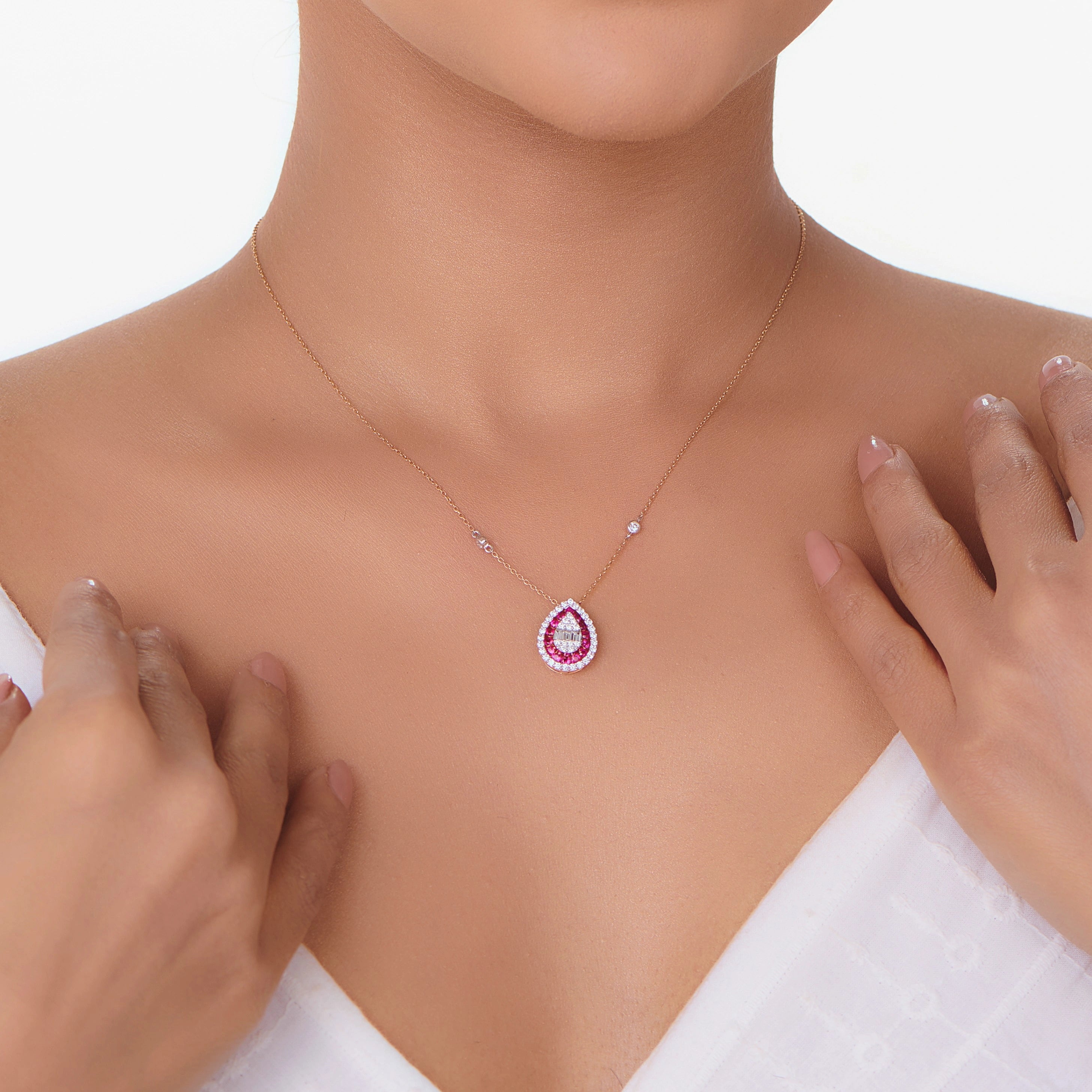 Scarlet Teardrop Royale Pendant - Zen Diamond India