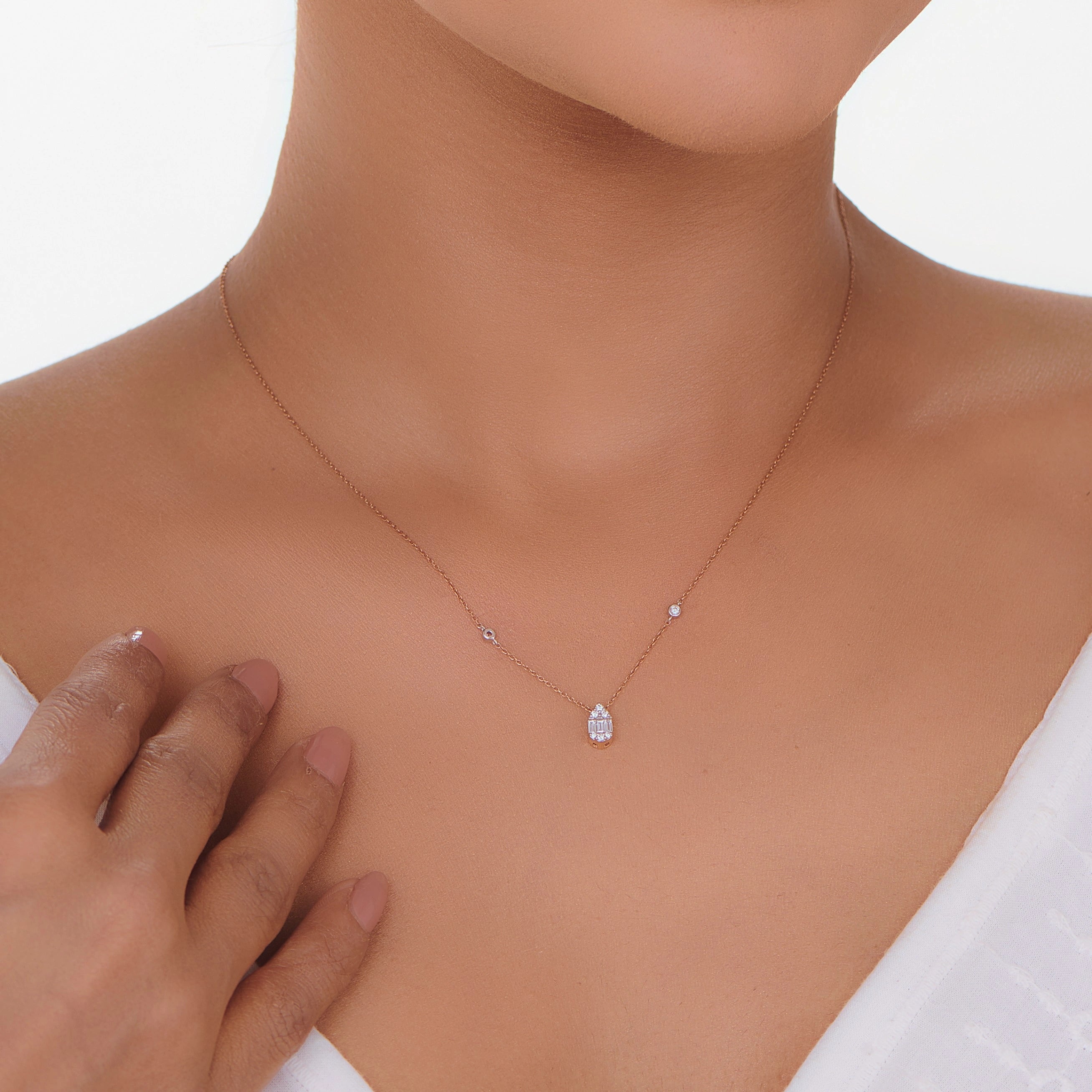Deck Up Baguette Glow Luxe Necklace - Zen Diamond India