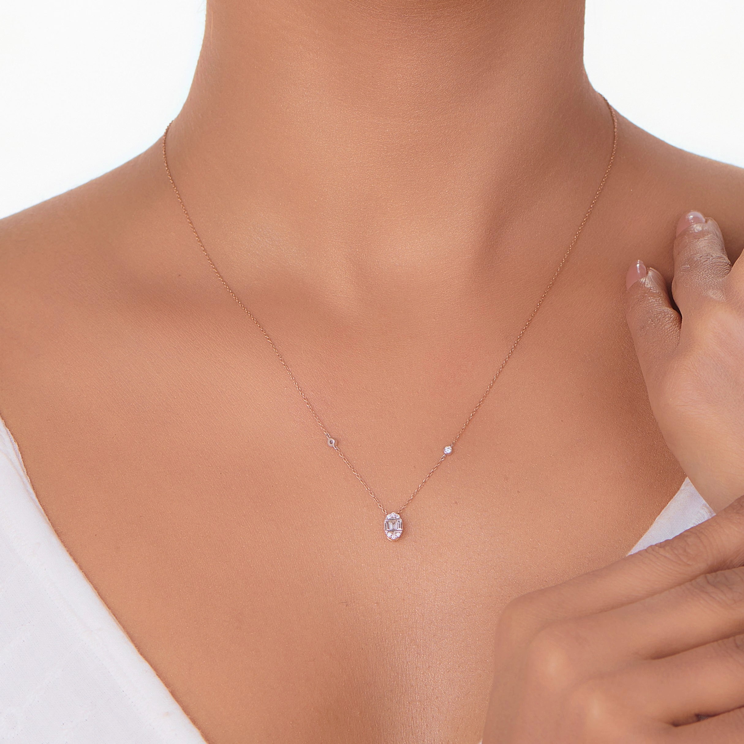 Deck Up Baguette Grace Luxe Necklace - Zen Diamond India