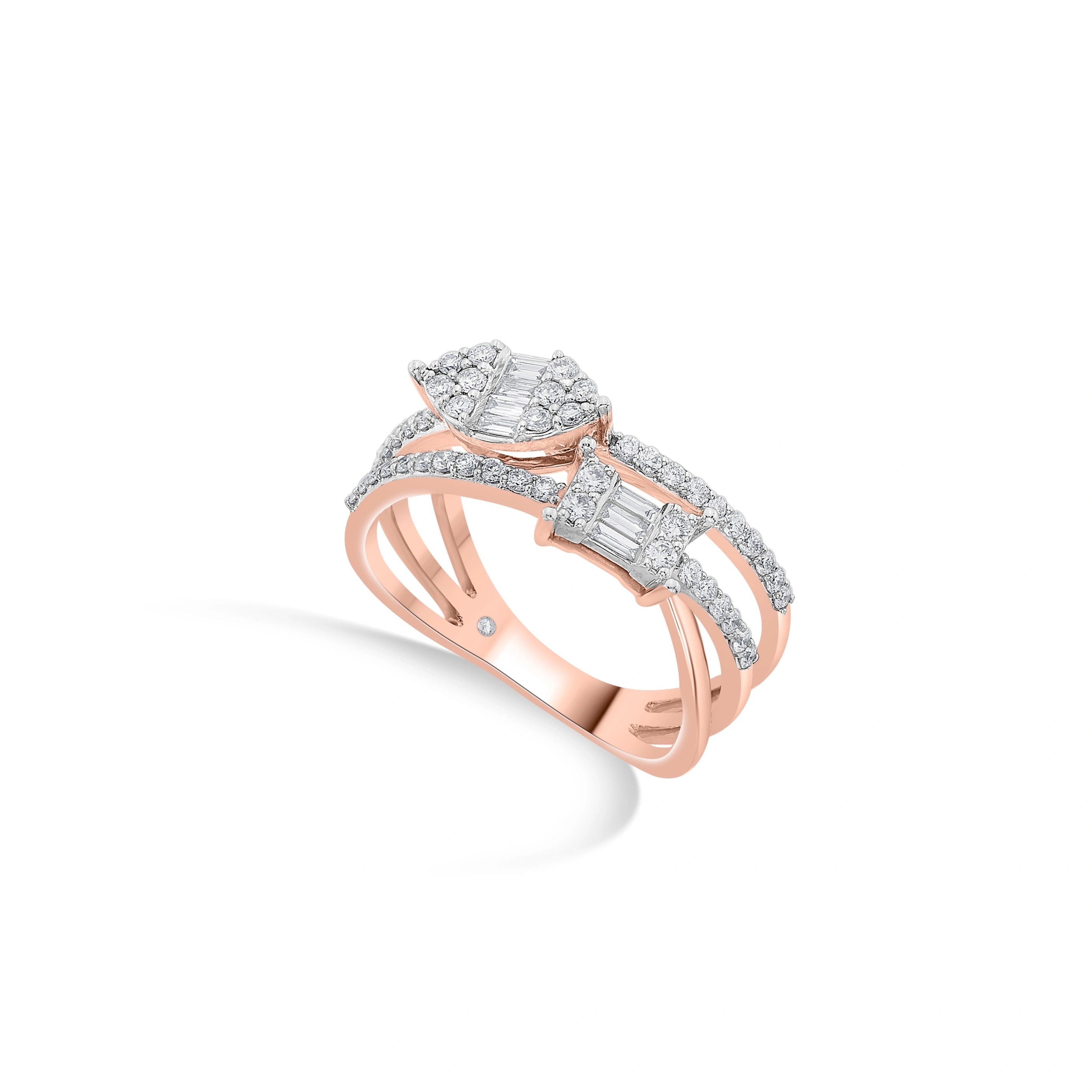Rosé Dazzle Duo Diamond Ring - Zen Diamond India