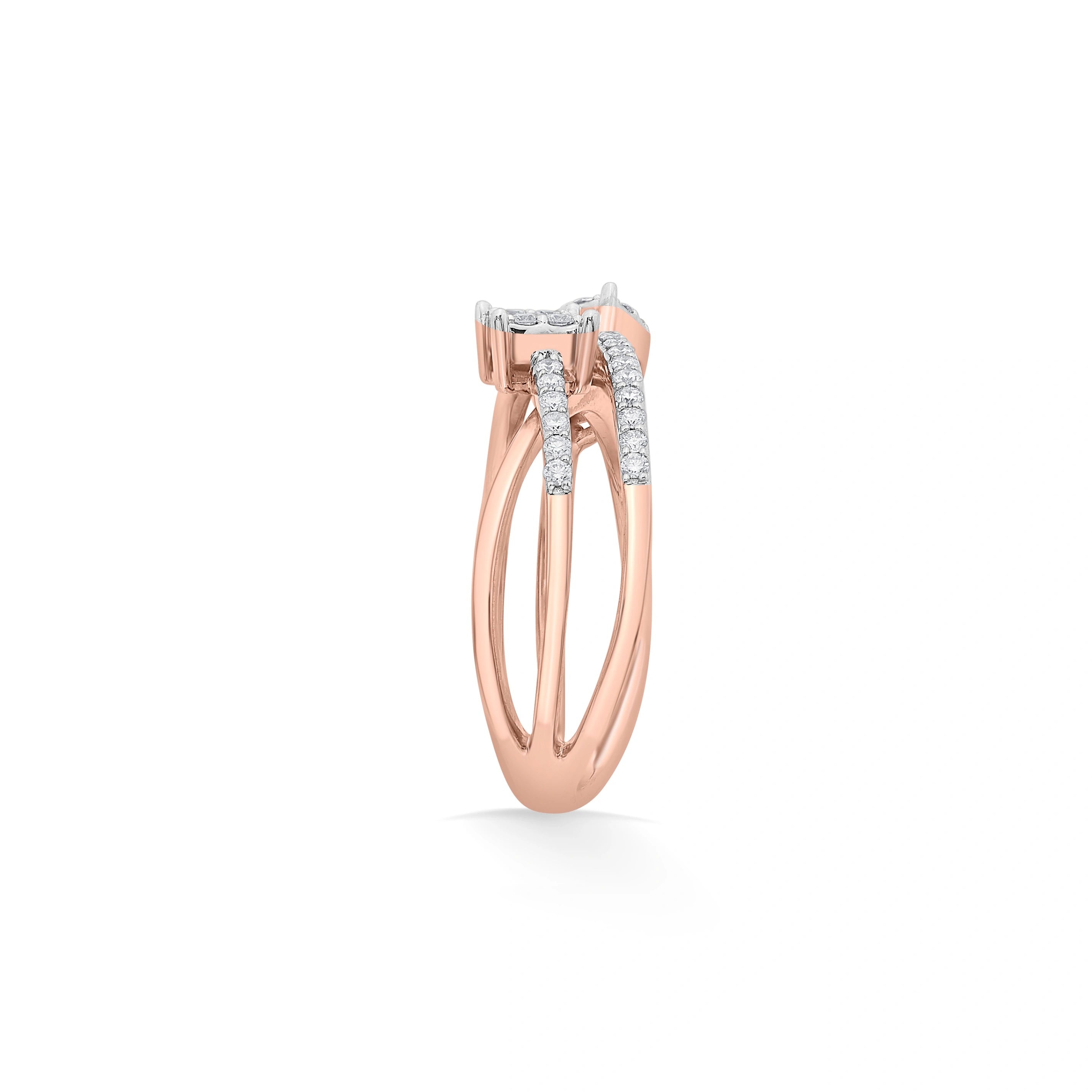 Rosé Dazzle Duo Diamond Ring - Zen Diamond India