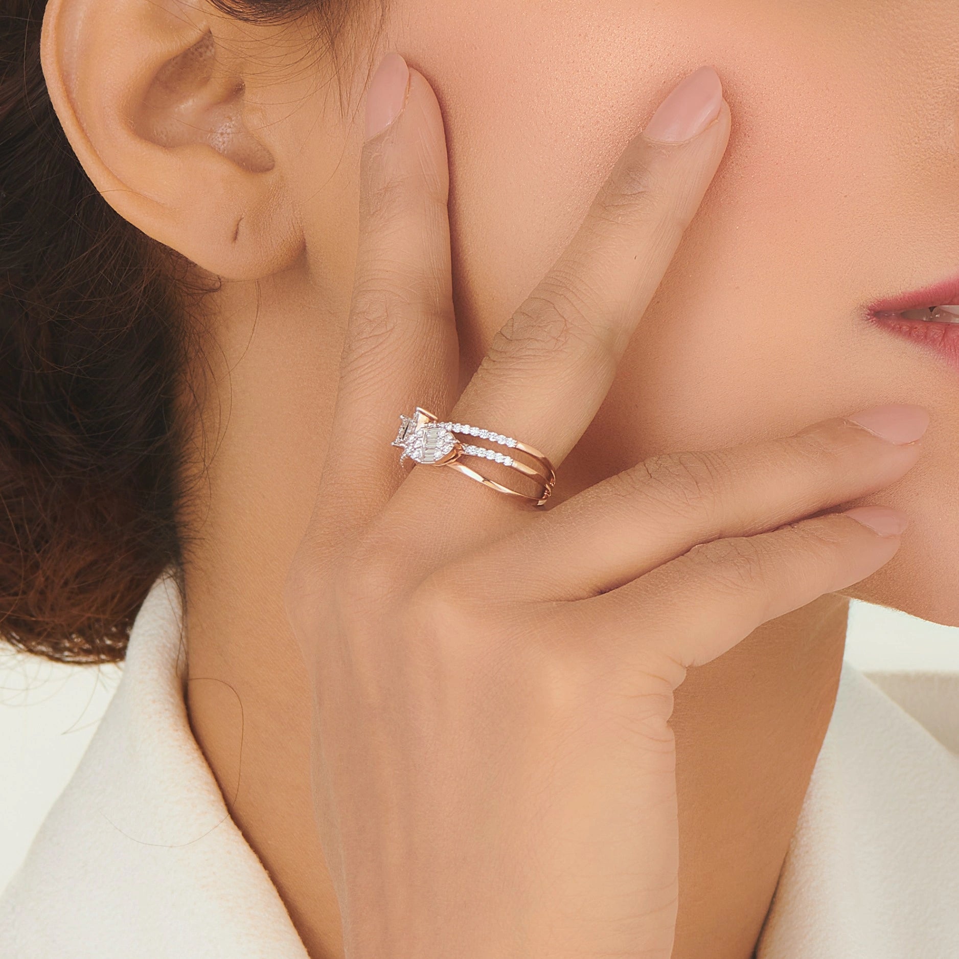 Rosé Dazzle Duo Diamond Ring - Zen Diamond India