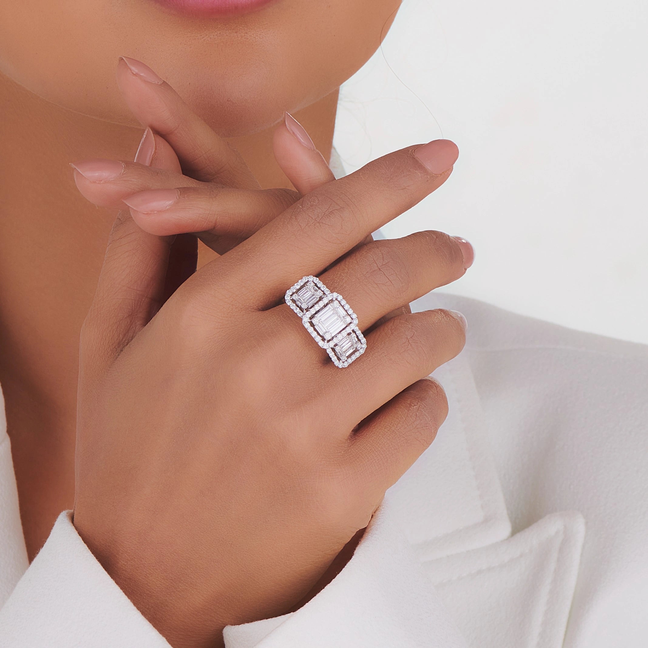 Enchante Triple Majesty Baguette Ring - Zen Diamond India