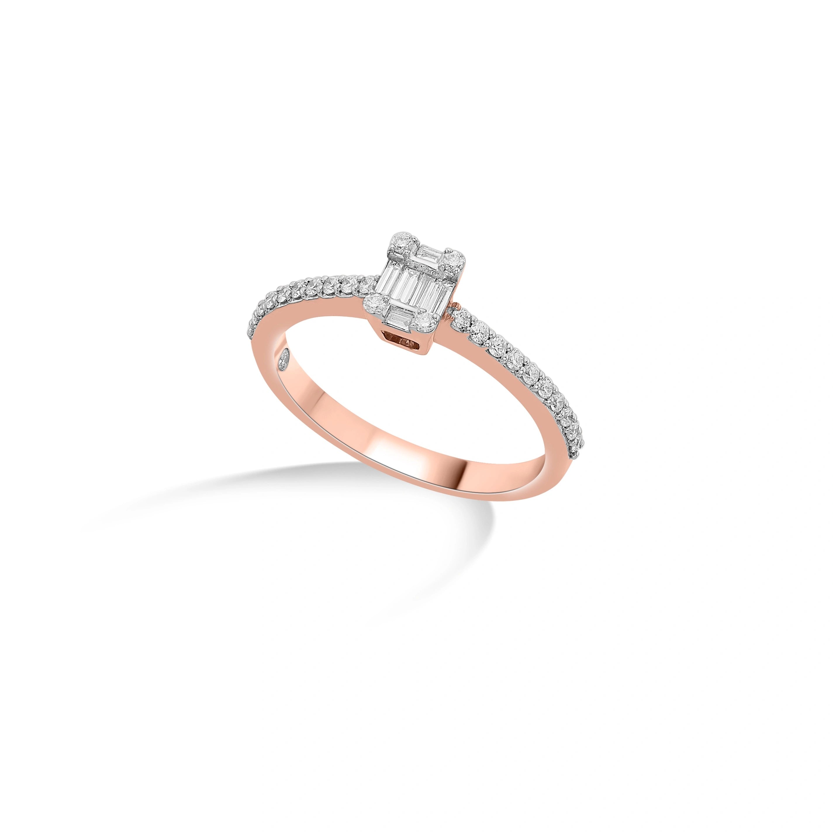 Rosé Luxe Emerald Solitaire Ring - Zen Diamond India