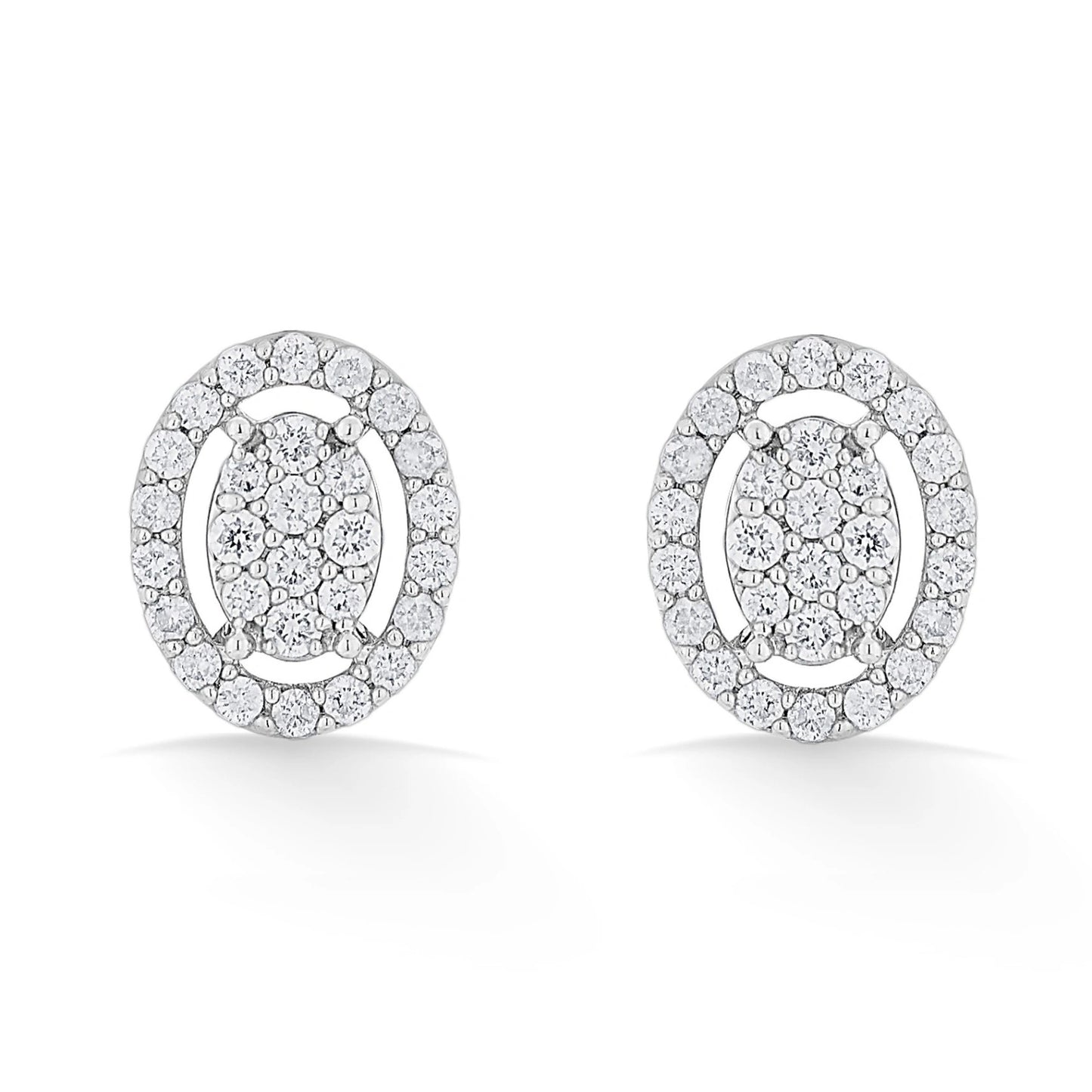 Sassy Oval Spark Halo Earrings - Zen Diamond India