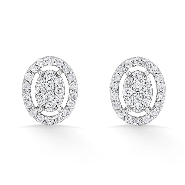 Sassy Oval Spark Halo Earrings - Zen Diamond India