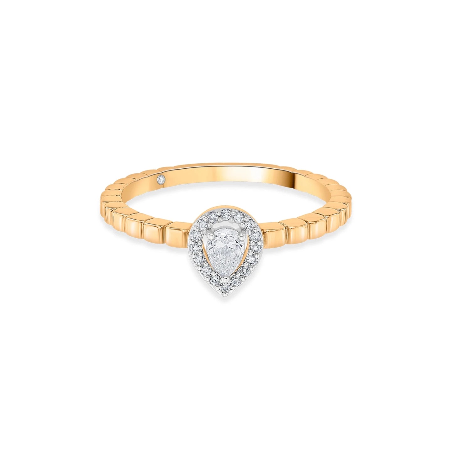 Sassy Golden Teardrop Glamour Ring - Zen Diamond India
