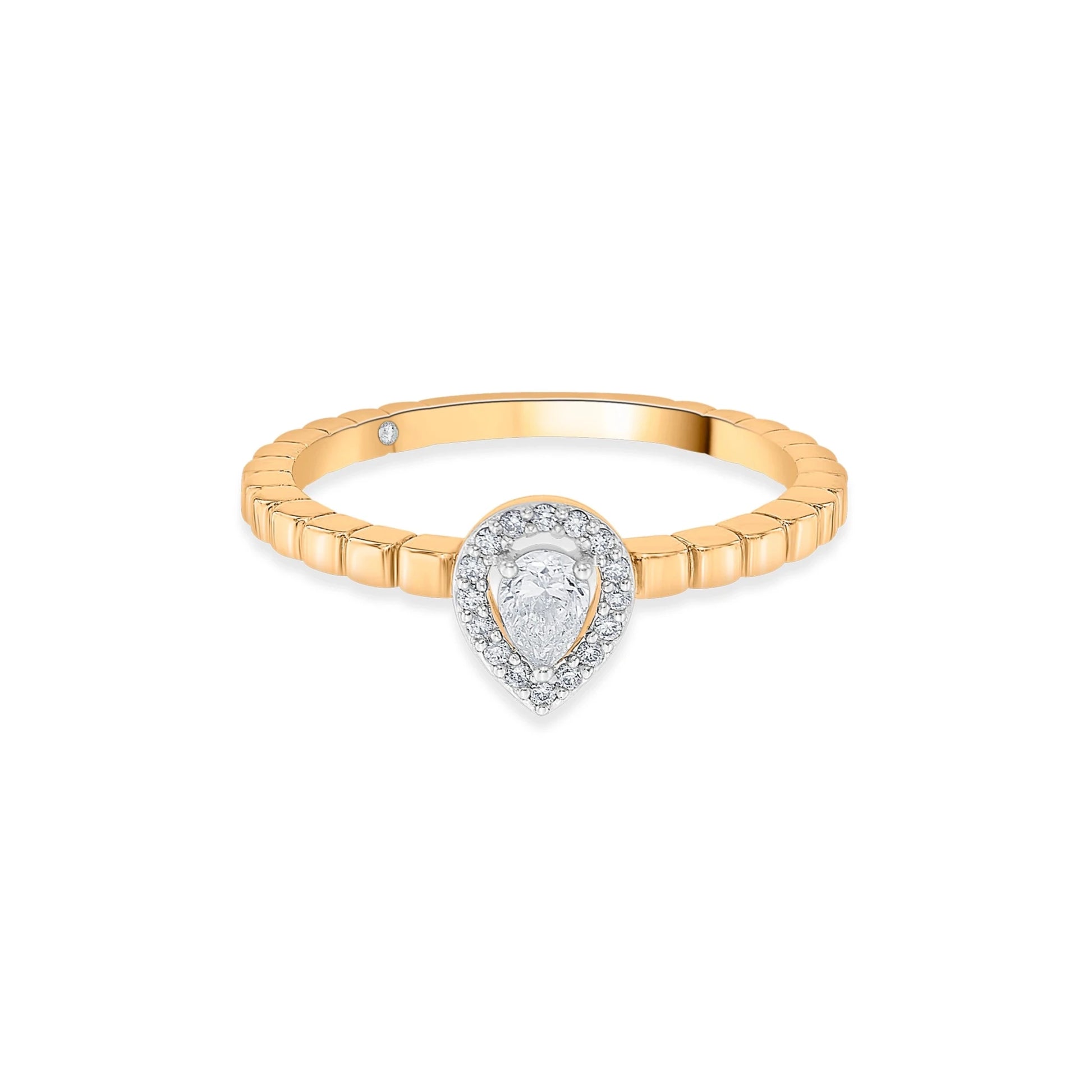 Sassy Golden Teardrop Glamour Ring - Zen Diamond India