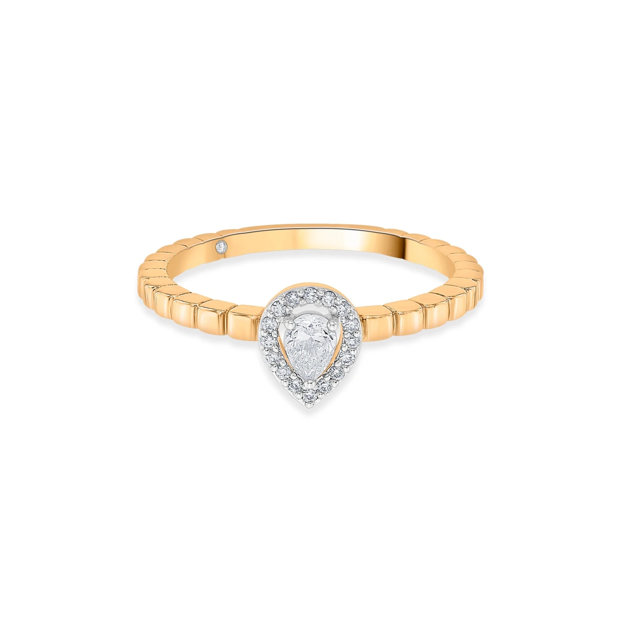 Sassy Golden Teardrop Glamour Ring - Zen Diamond India