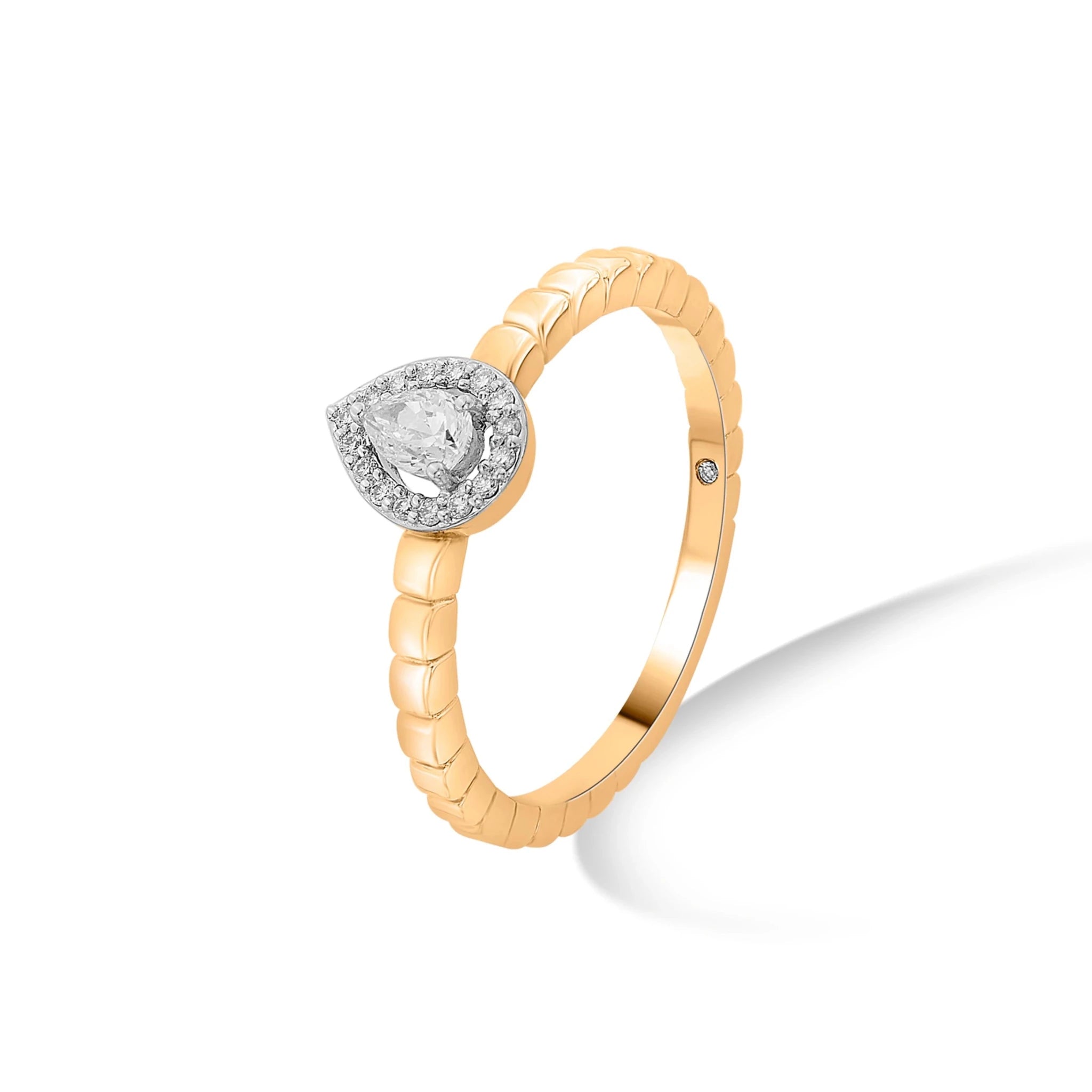 Sassy Golden Teardrop Glamour Ring - Zen Diamond India