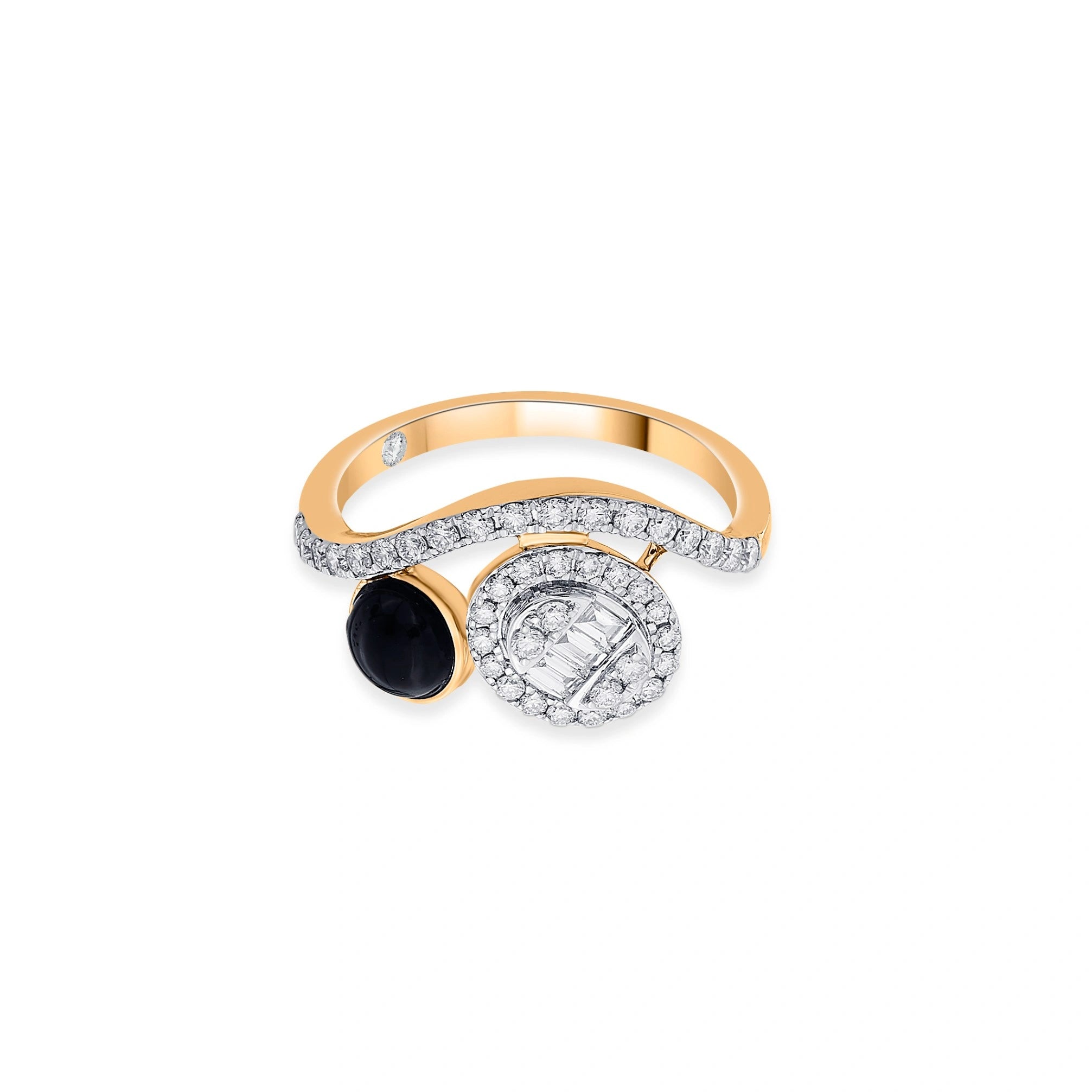 Kismet Golden Swirl & Sparkle Ring - Zen Diamond India