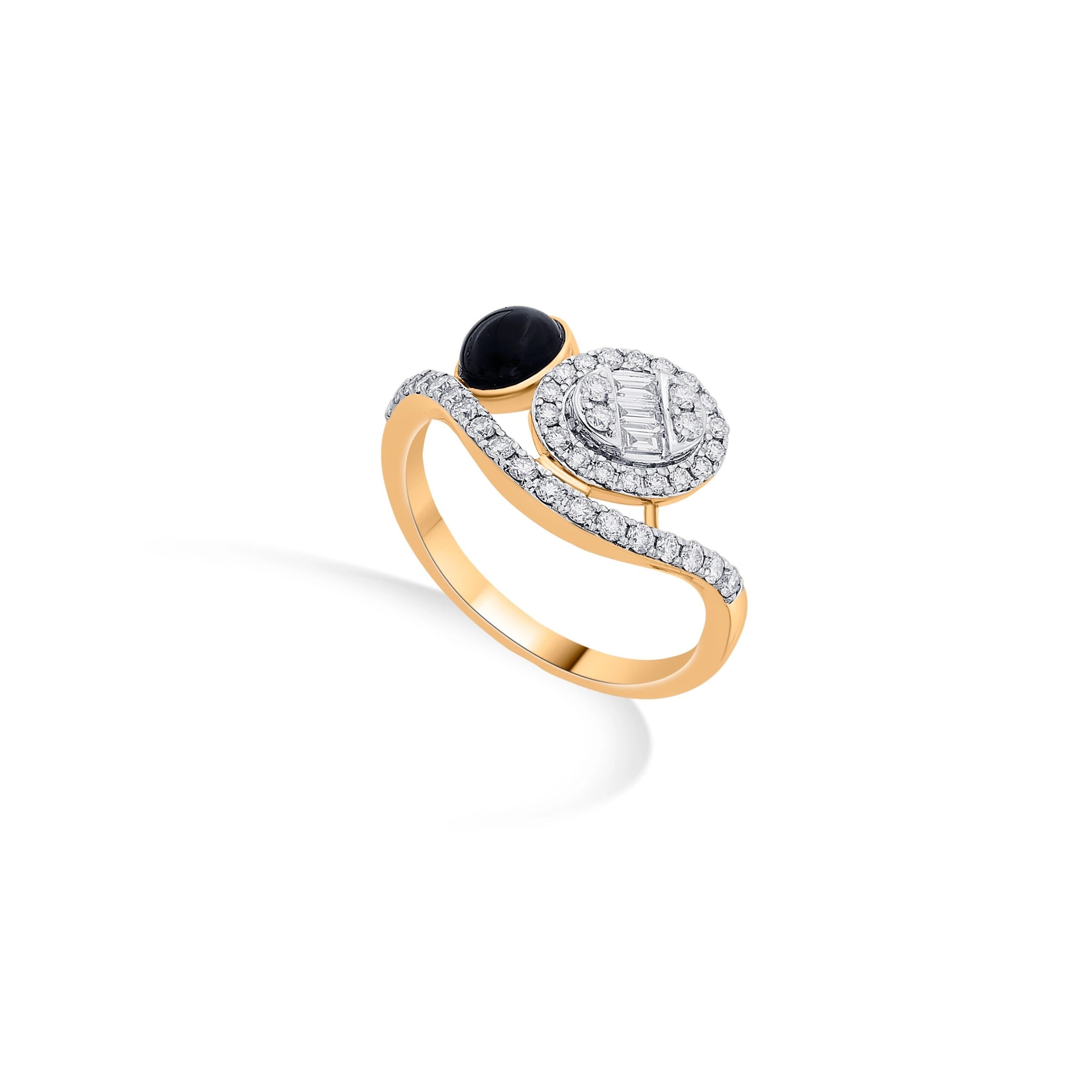 Kismet Golden Swirl & Sparkle Ring - Zen Diamond India