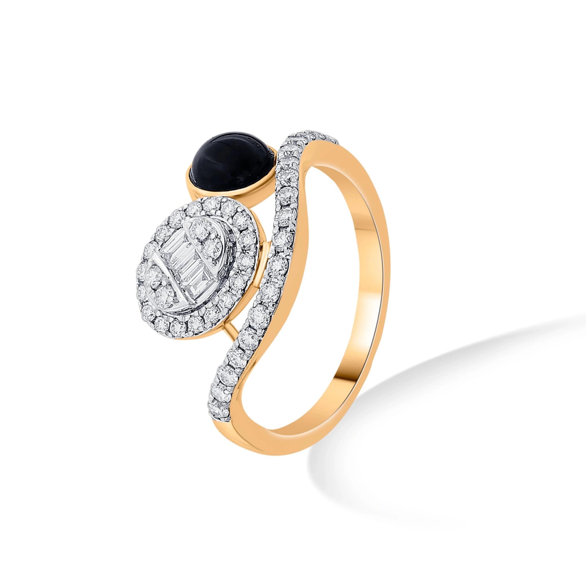 Kismet Golden Swirl & Sparkle Ring - Zen Diamond India