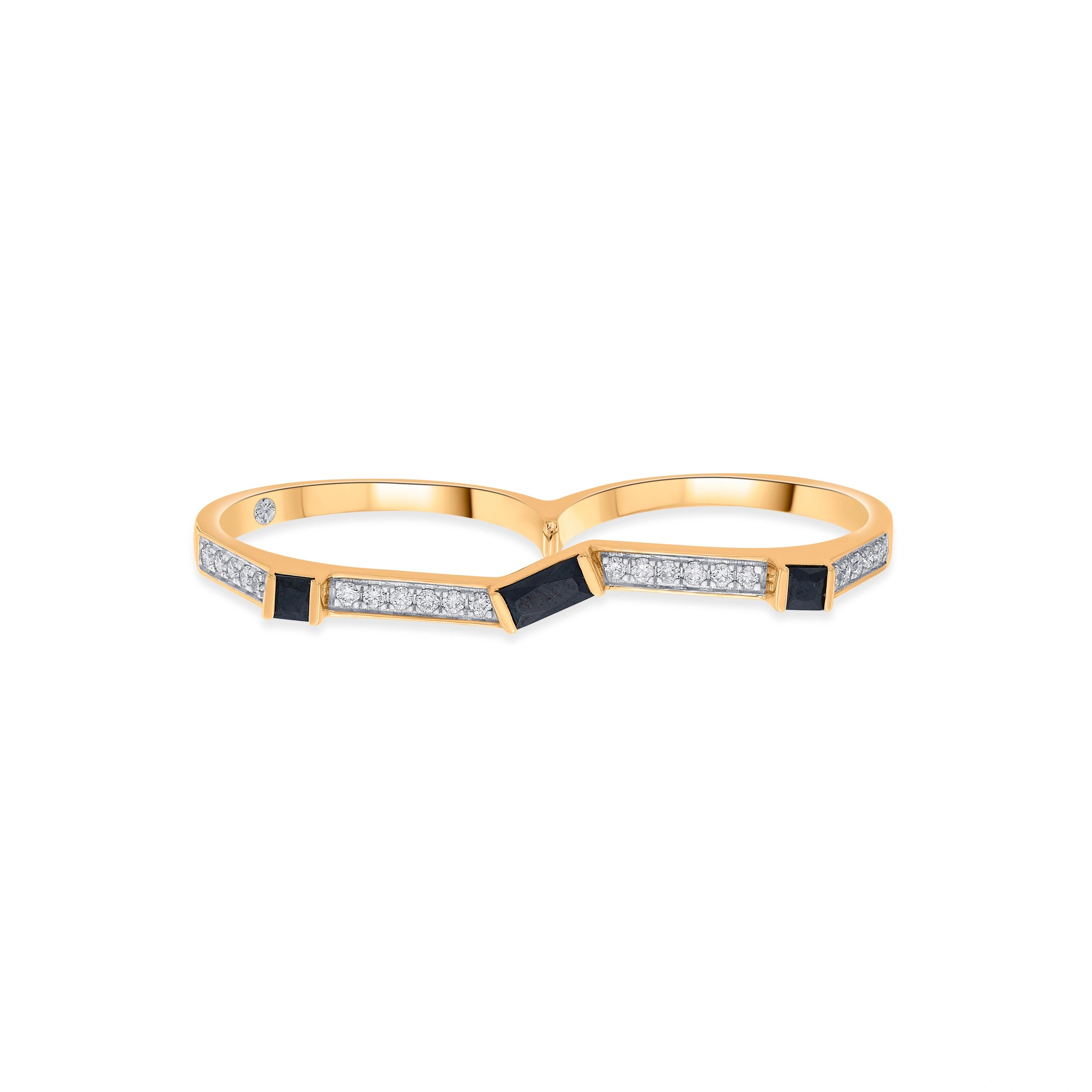 Kismet Noir Edge Twin Band Ring - Zen Diamond India