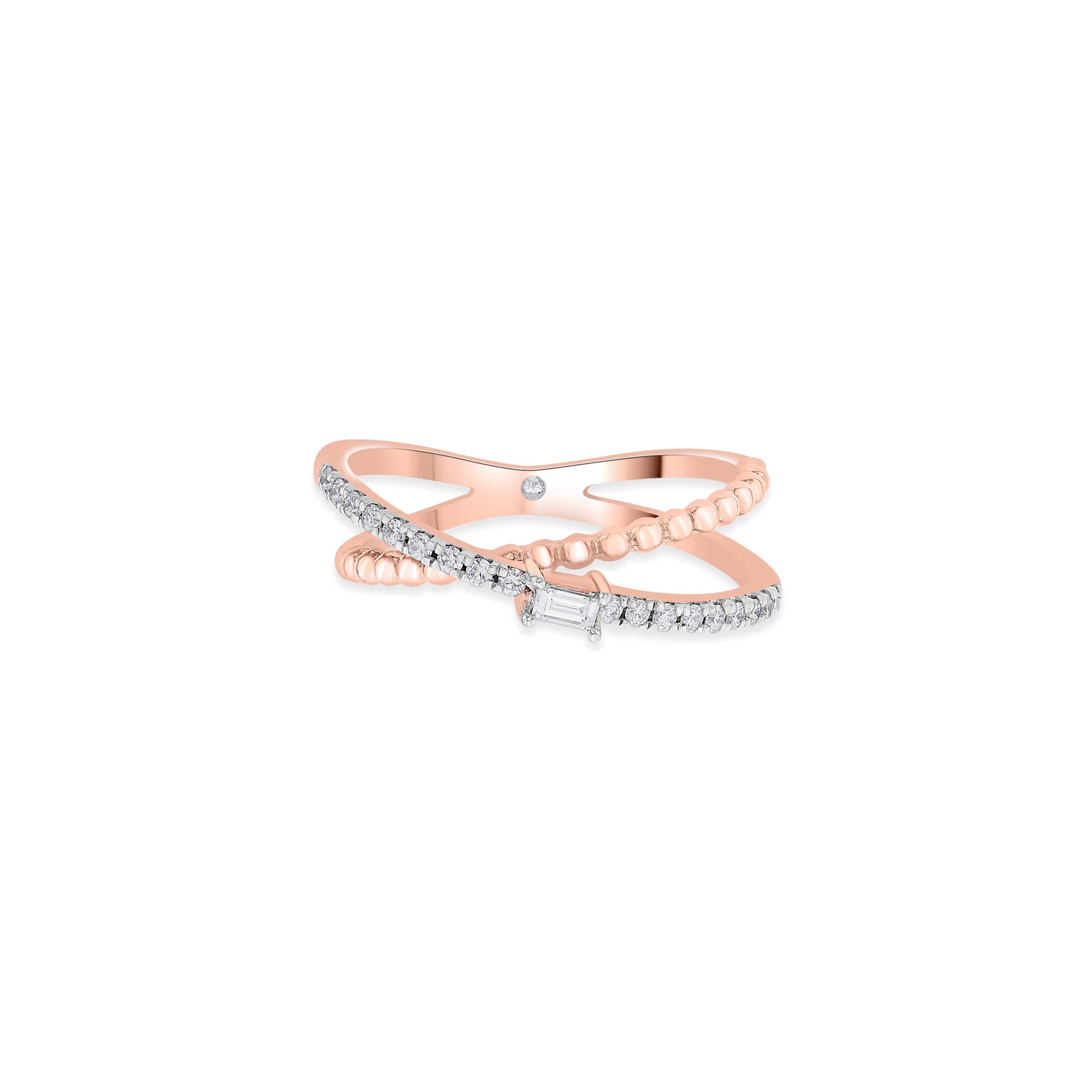 Facet Fusion Rosé Baguette Glam Ring - Zen Diamond India