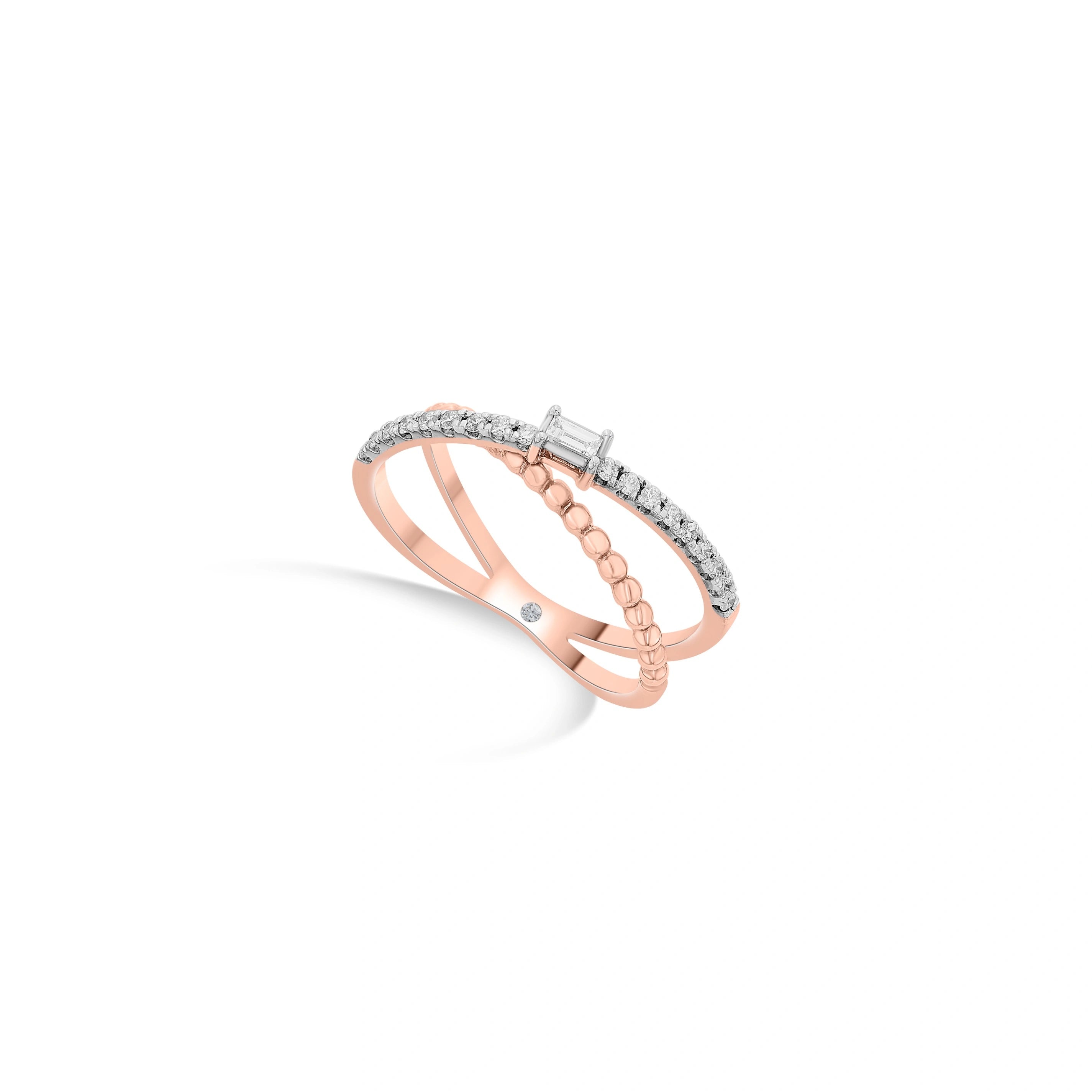 Facet Fusion Rosé Baguette Glam Ring - Zen Diamond India