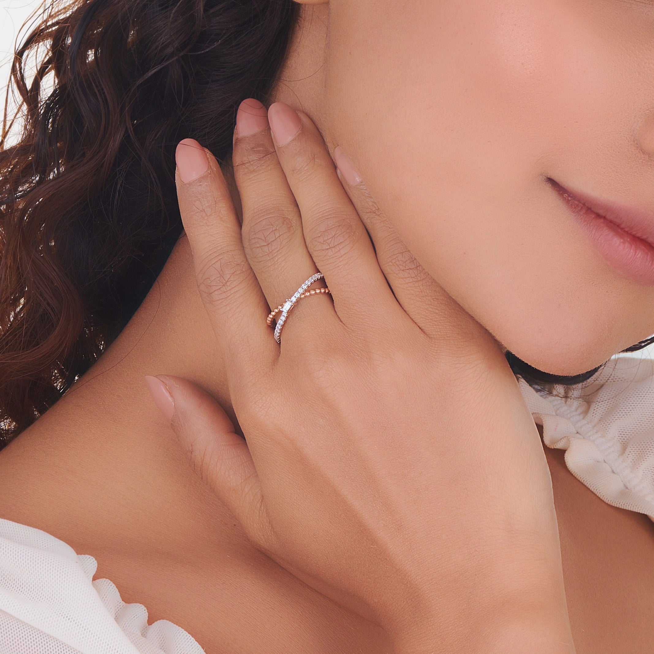 Facet Fusion Rosé Baguette Glam Ring - Zen Diamond India