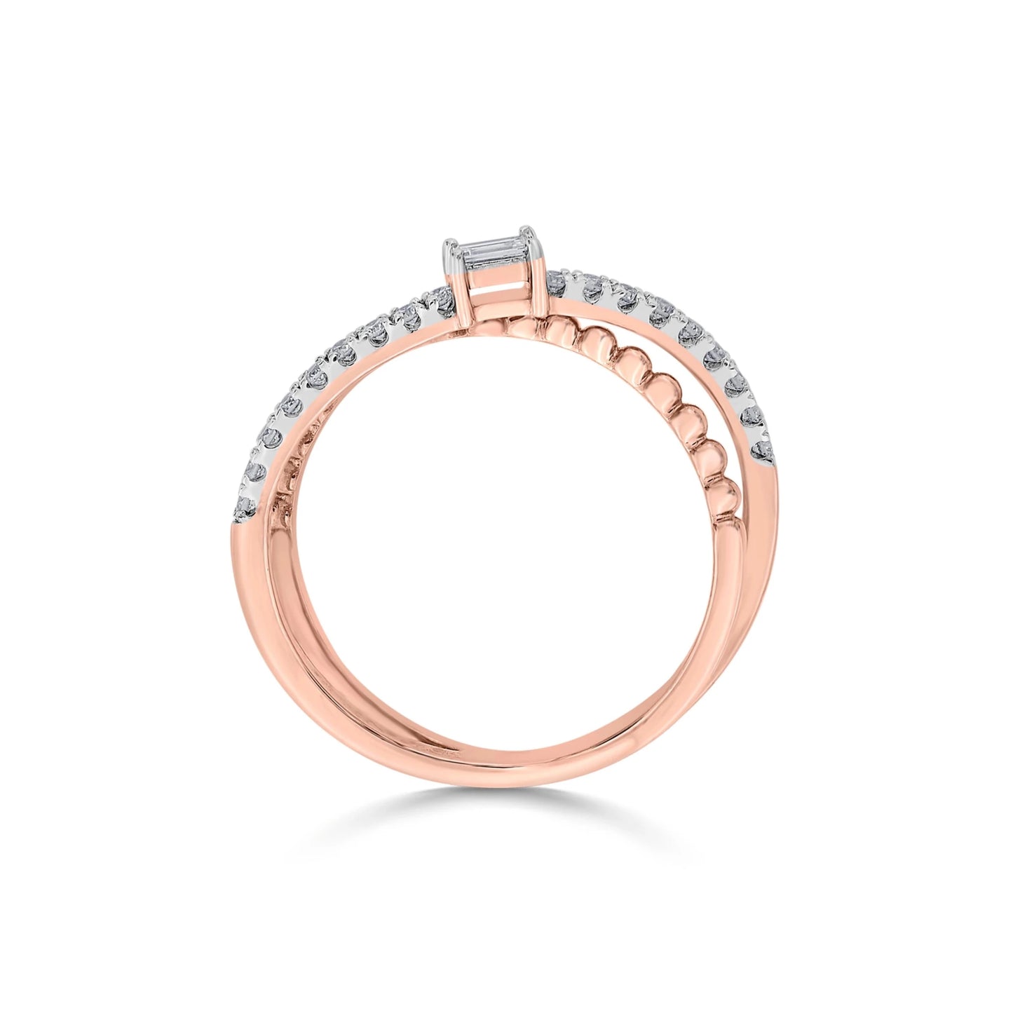 Facet Fusion Rose Baguette Glam Ring - Zen Diamond India