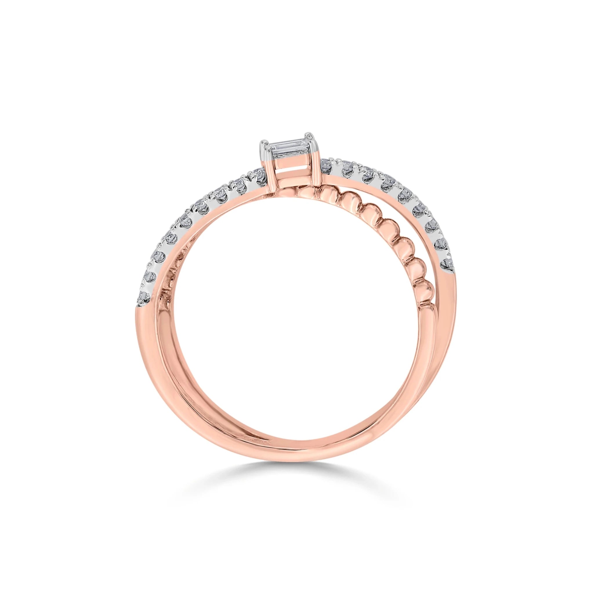 Facet Fusion Rose Baguette Glam Ring - Zen Diamond India