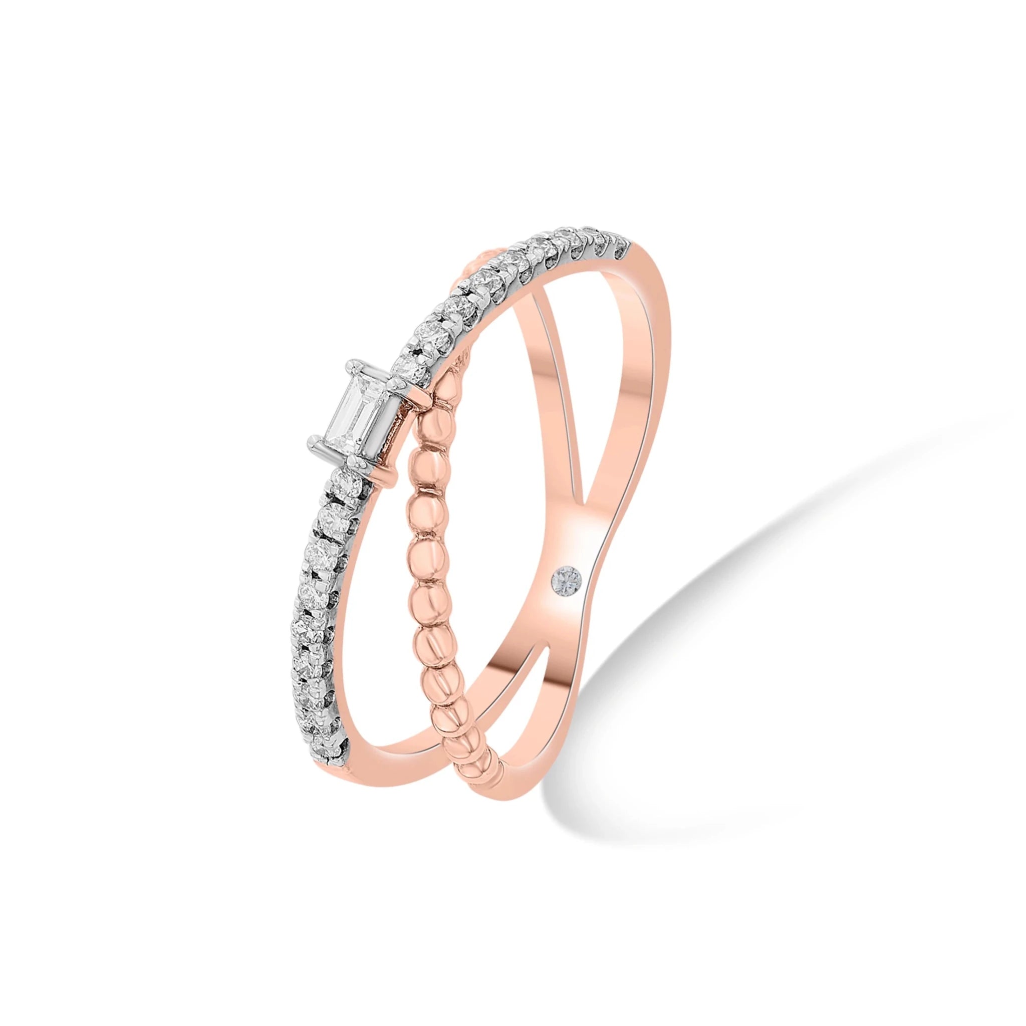 Facet Fusion Rose Baguette Glam Ring - Zen Diamond India
