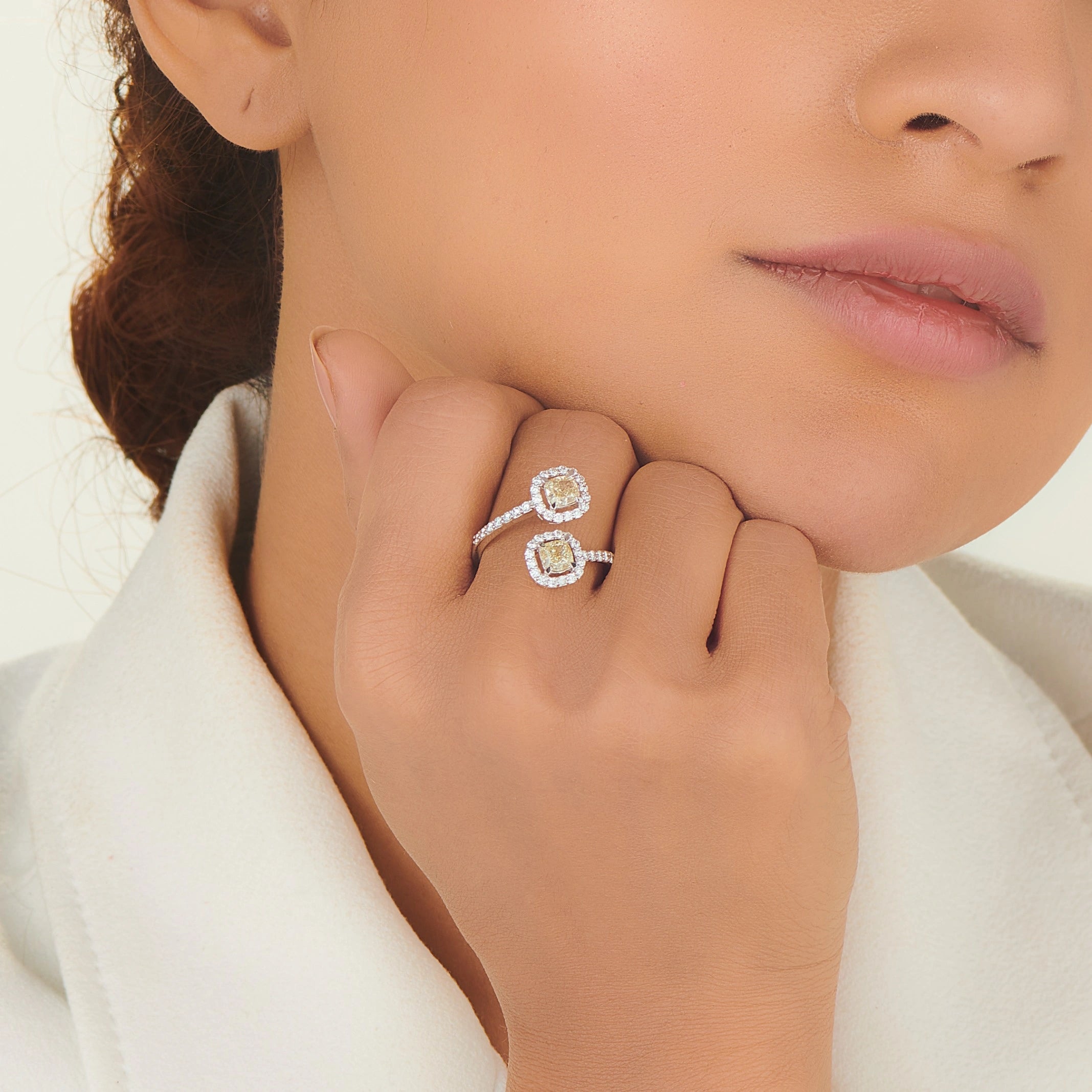 Zen Pirlanta Twin Cushion Wrap Ring - Zen Diamond India