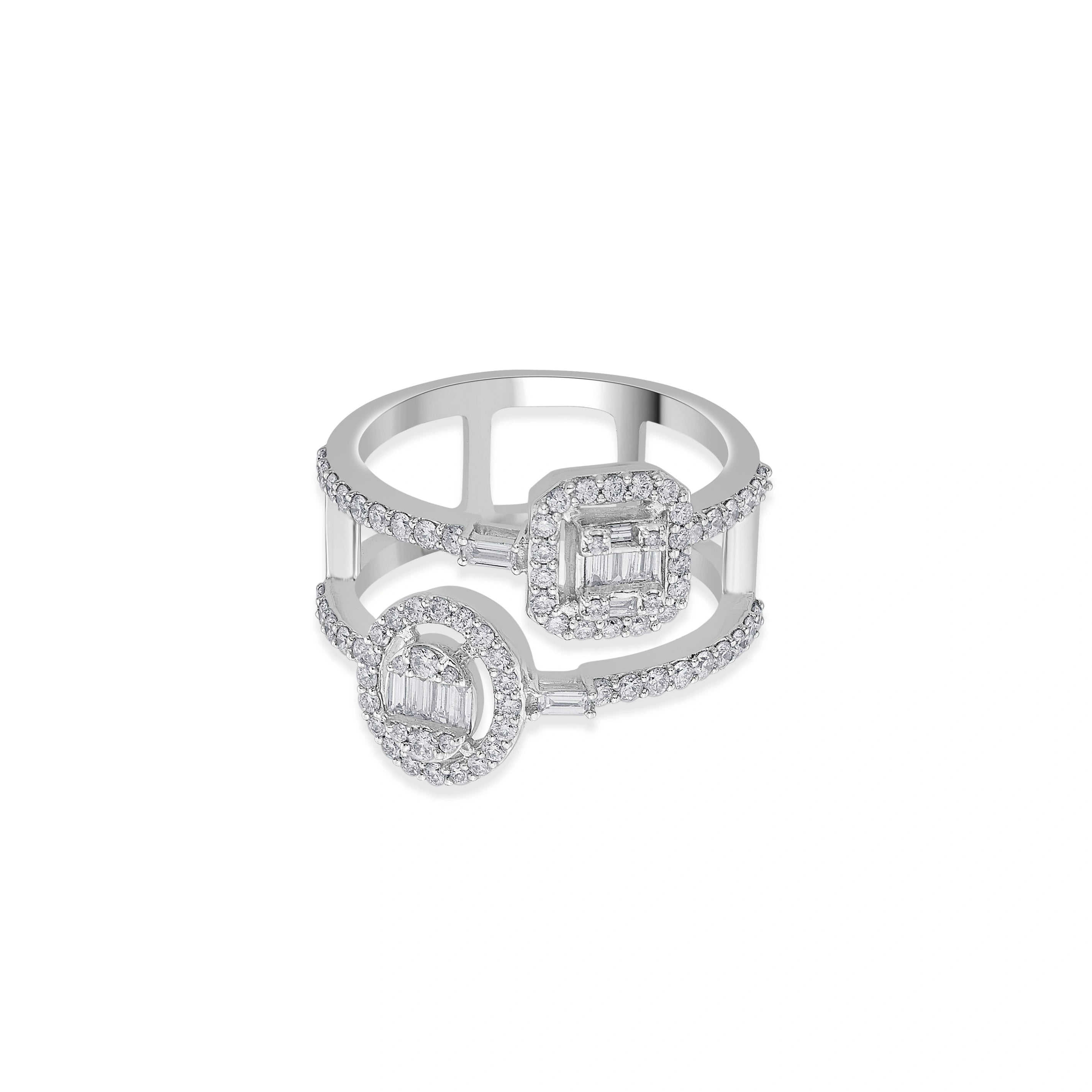 Facet Fusion Twin Blaze Diamond Ring - Zen Diamond India
