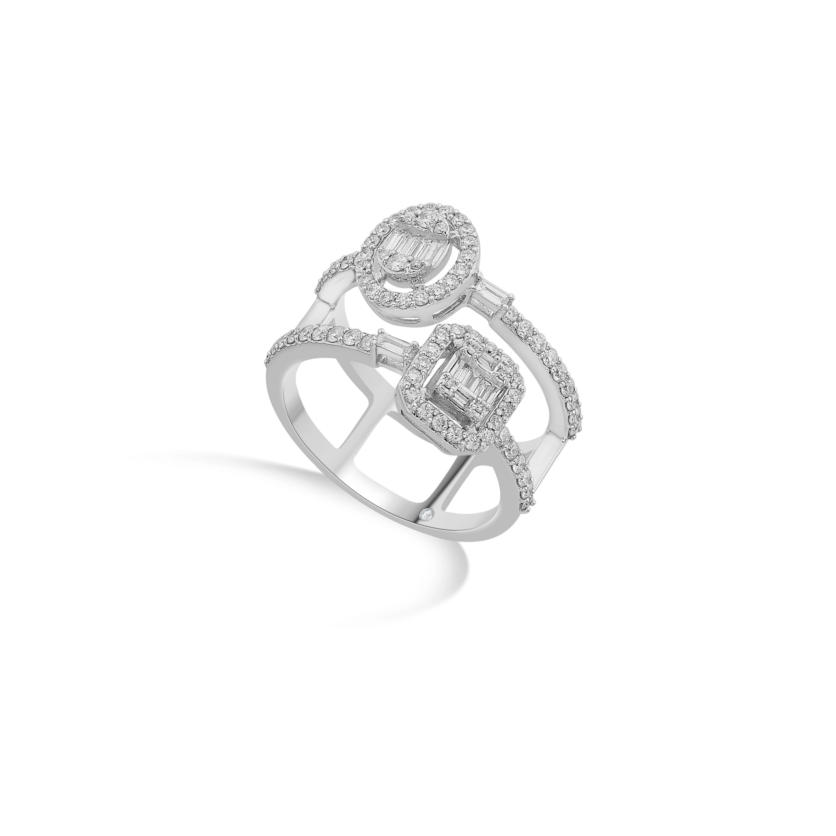 Facet Fusion Twin Blaze Diamond Ring - Zen Diamond India