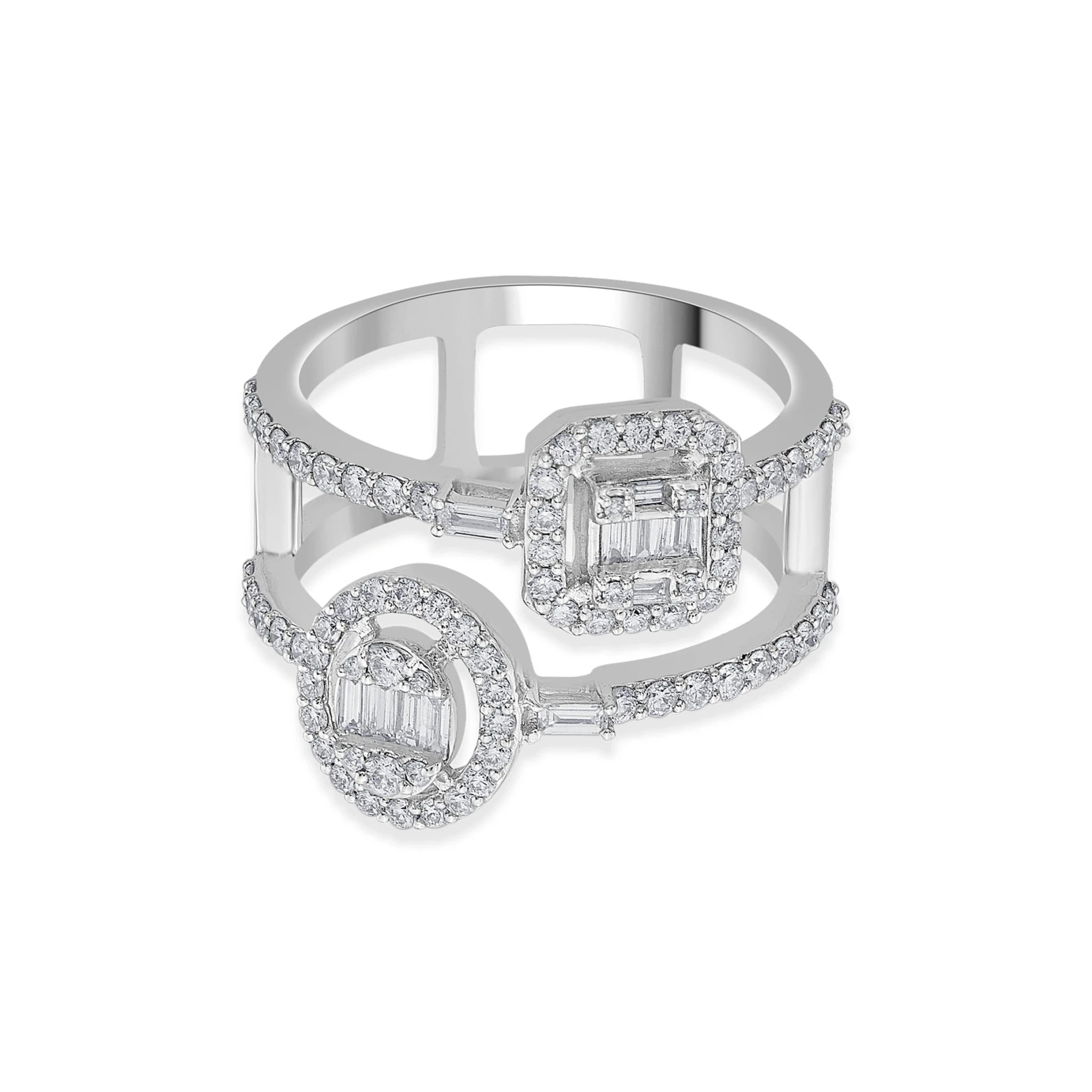 Facet Fusion Twin Blaze Diamond Ring - Zen Diamond India